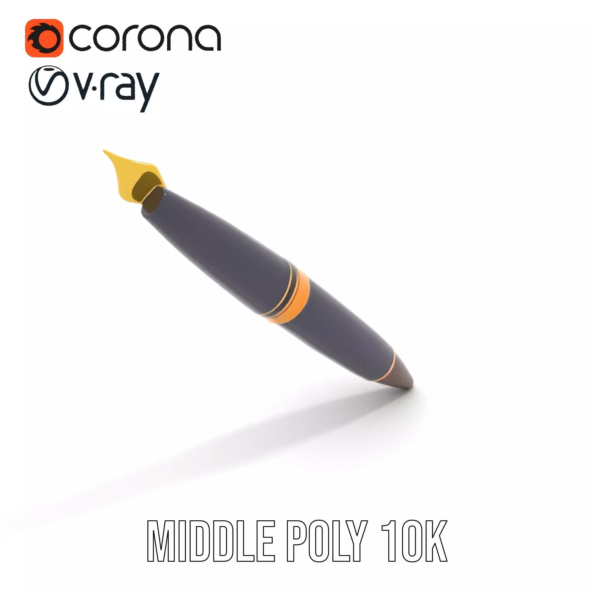 Elegant GoldTipped Pen model pack Low-poly 3D model_6