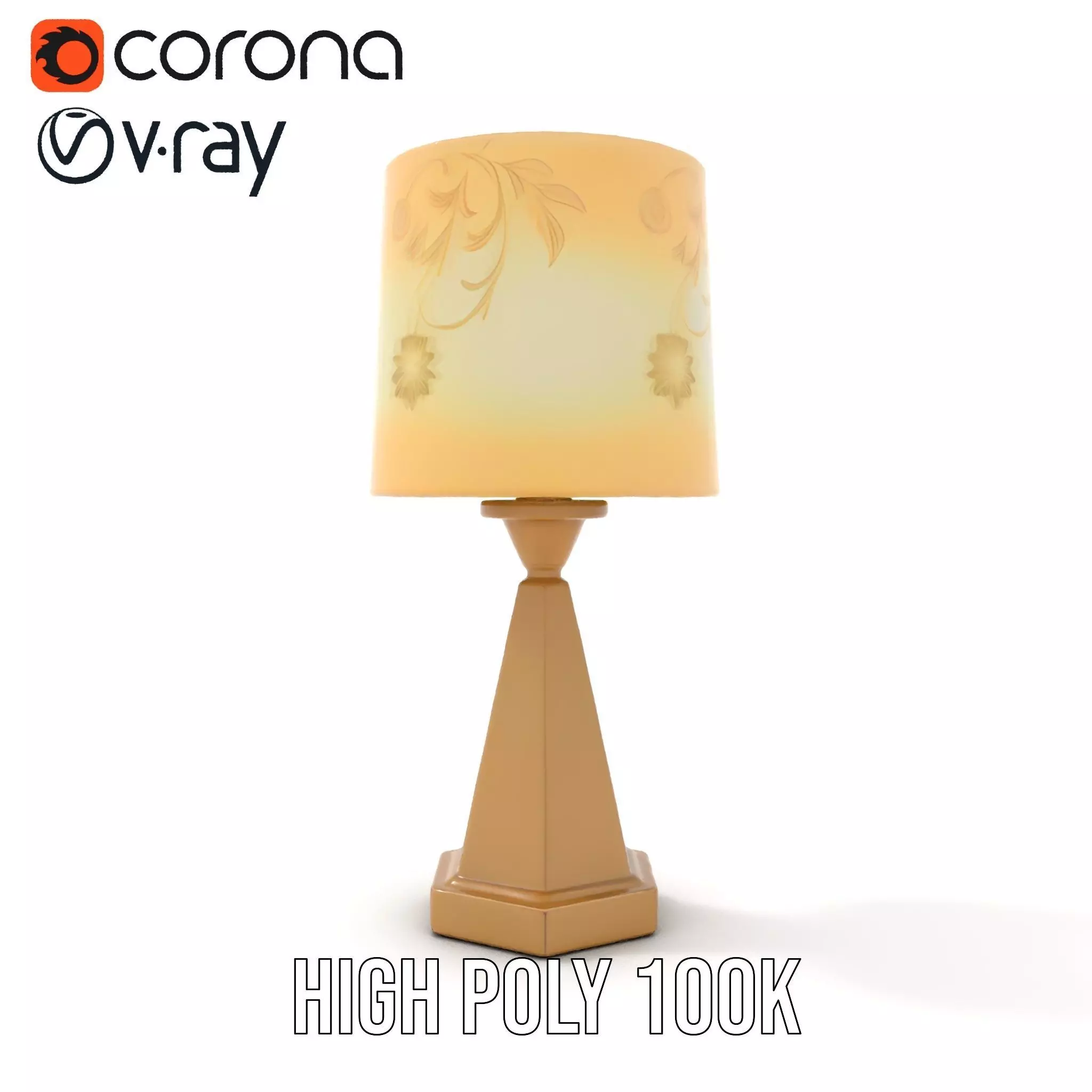 Elegant Brass Table Lamp model pack Low-poly 3D model_15