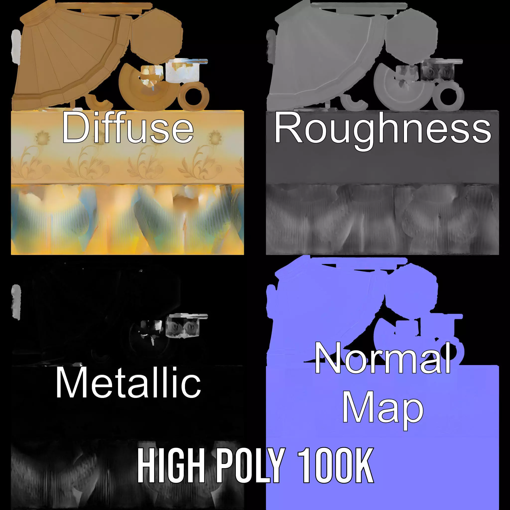 Elegant Brass Table Lamp model pack Low-poly 3D model_3