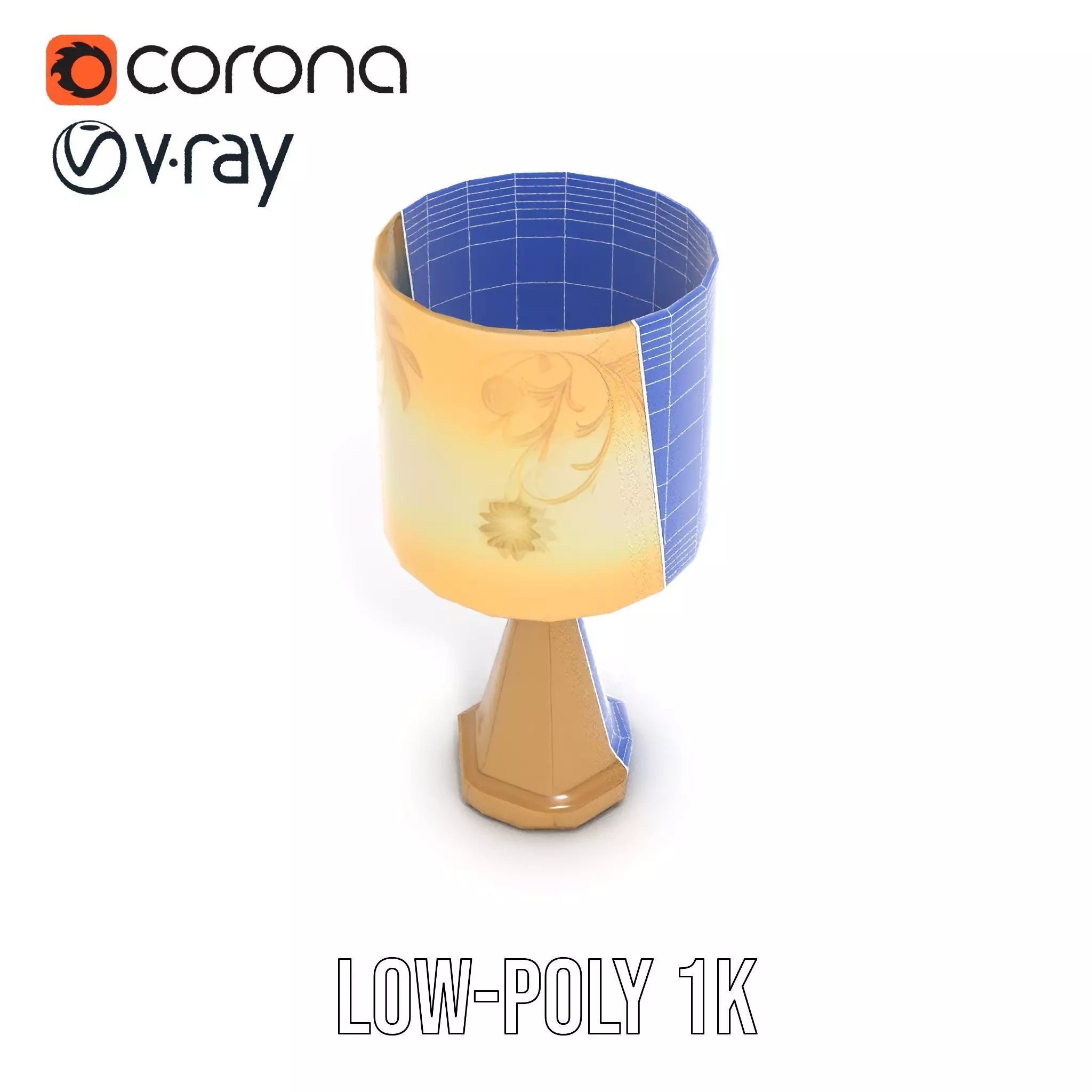 Elegant Brass Table Lamp model pack Low-poly 3D model_25