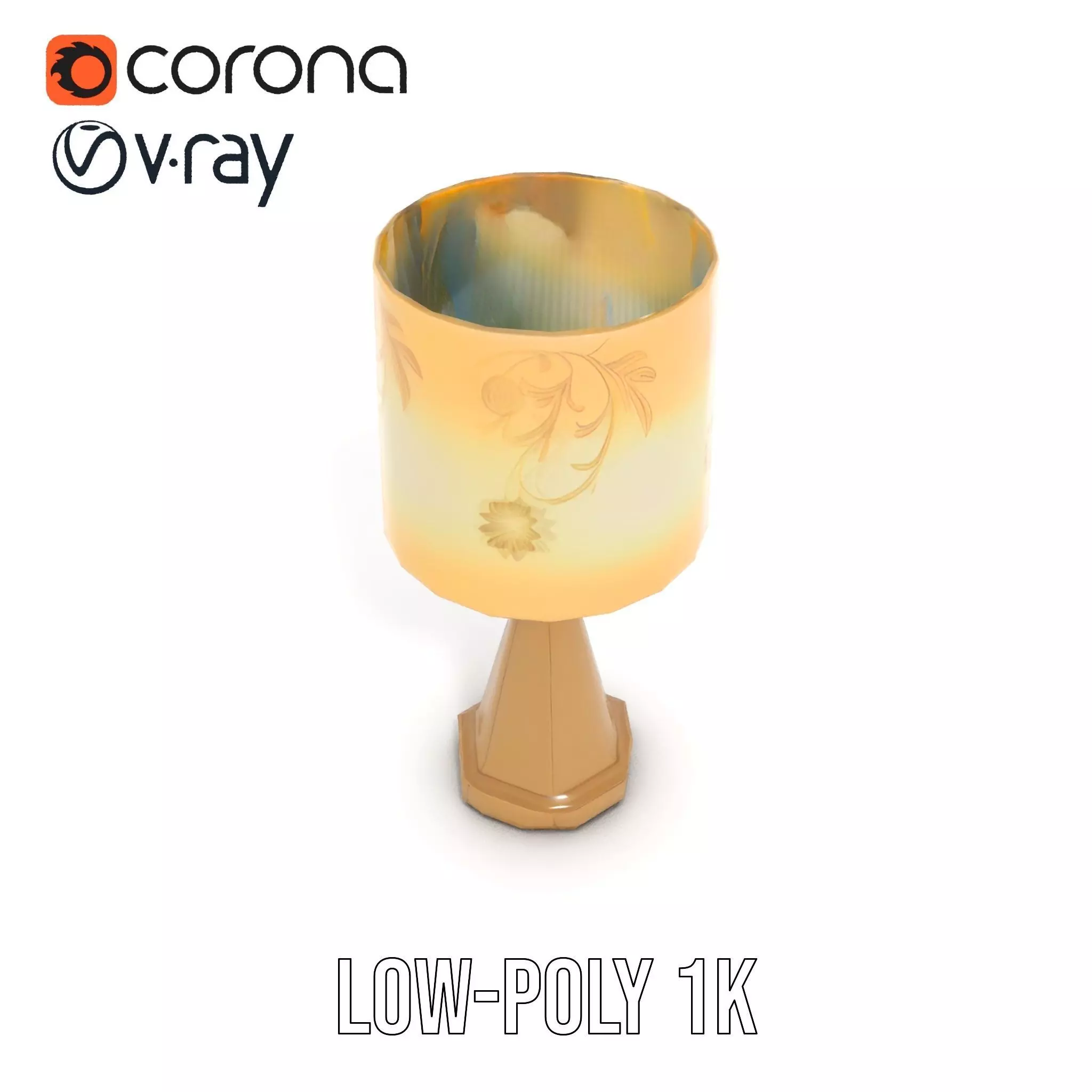 Elegant Brass Table Lamp model pack Low-poly 3D model_7