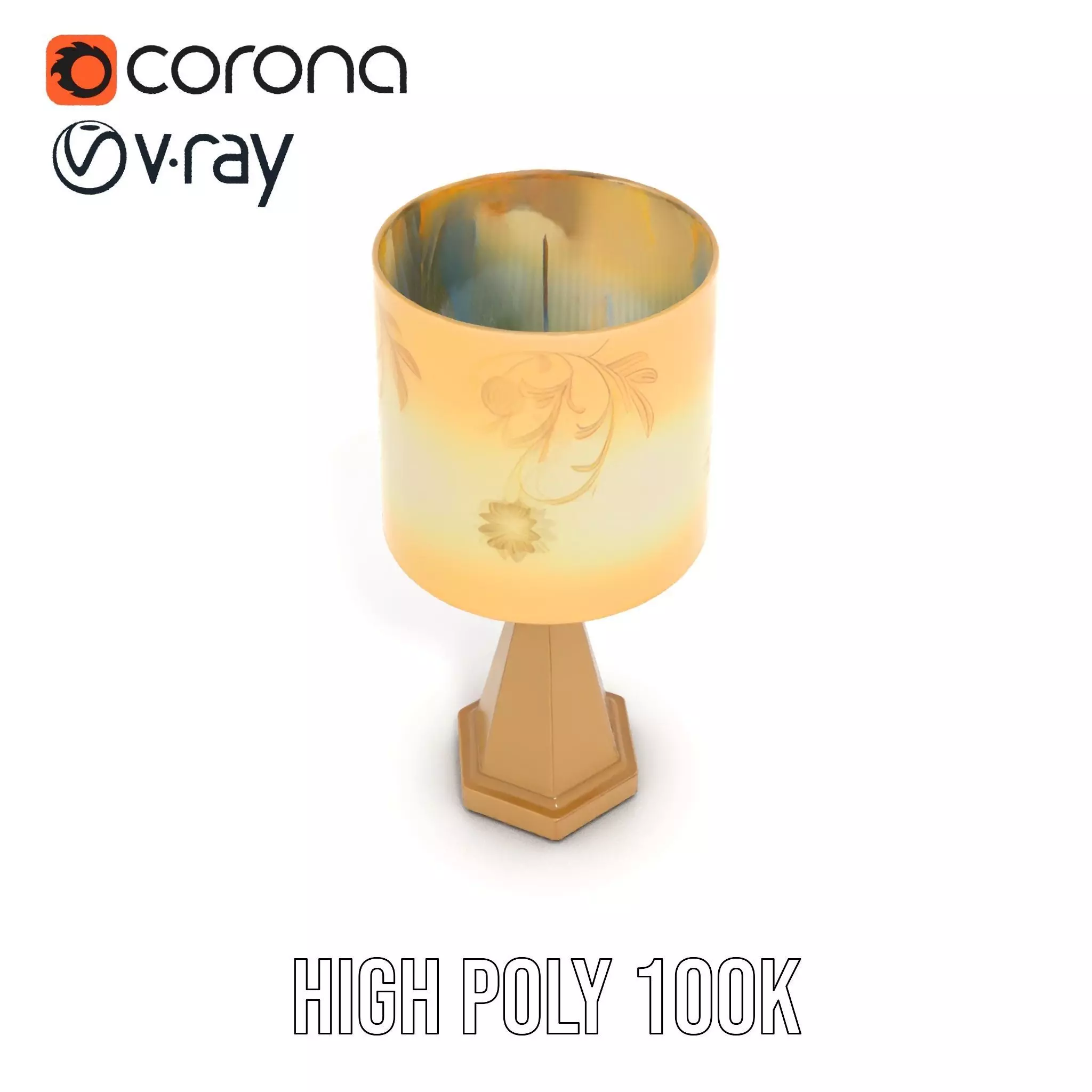 Elegant Brass Table Lamp model pack Low-poly 3D model_32