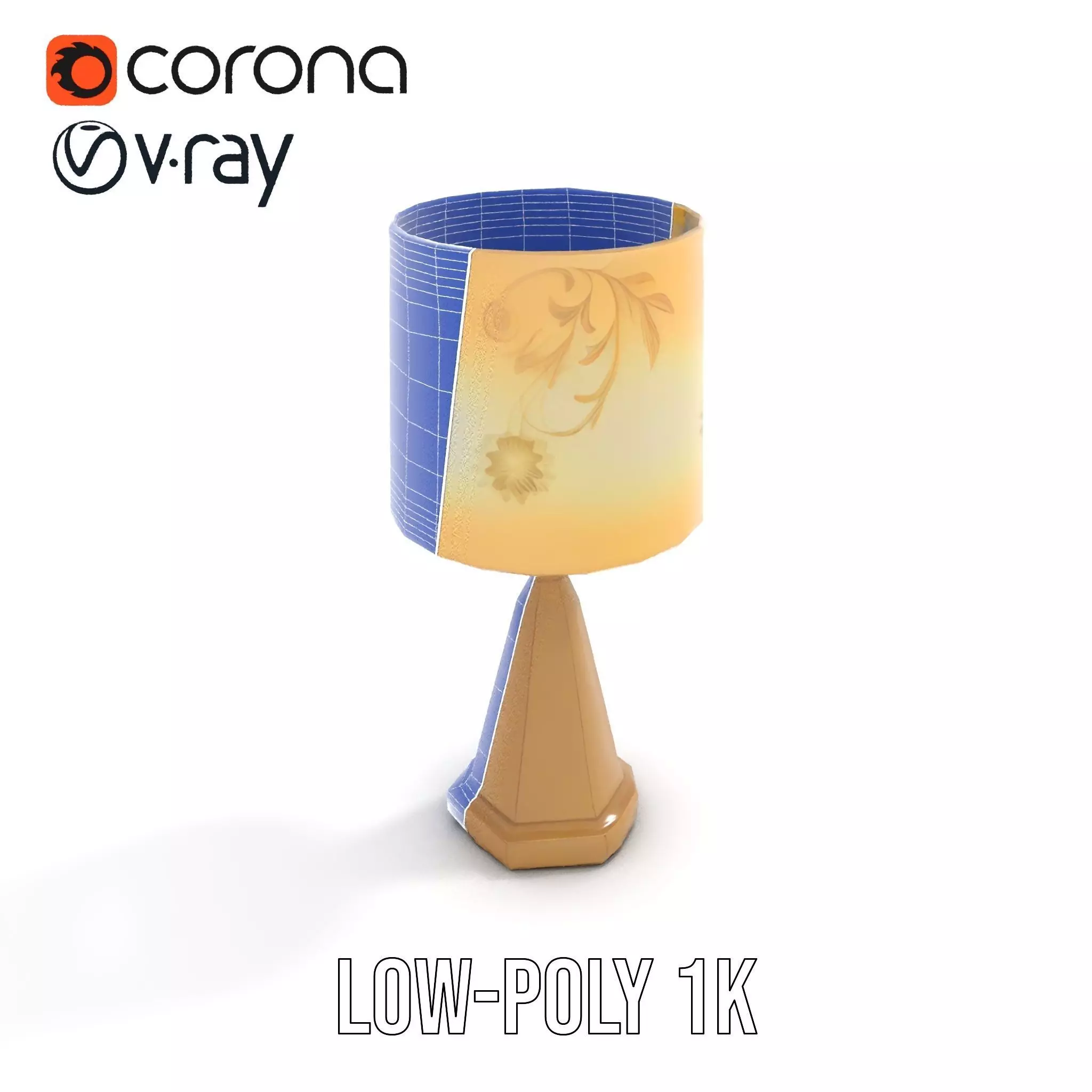 Elegant Brass Table Lamp model pack Low-poly 3D model_17