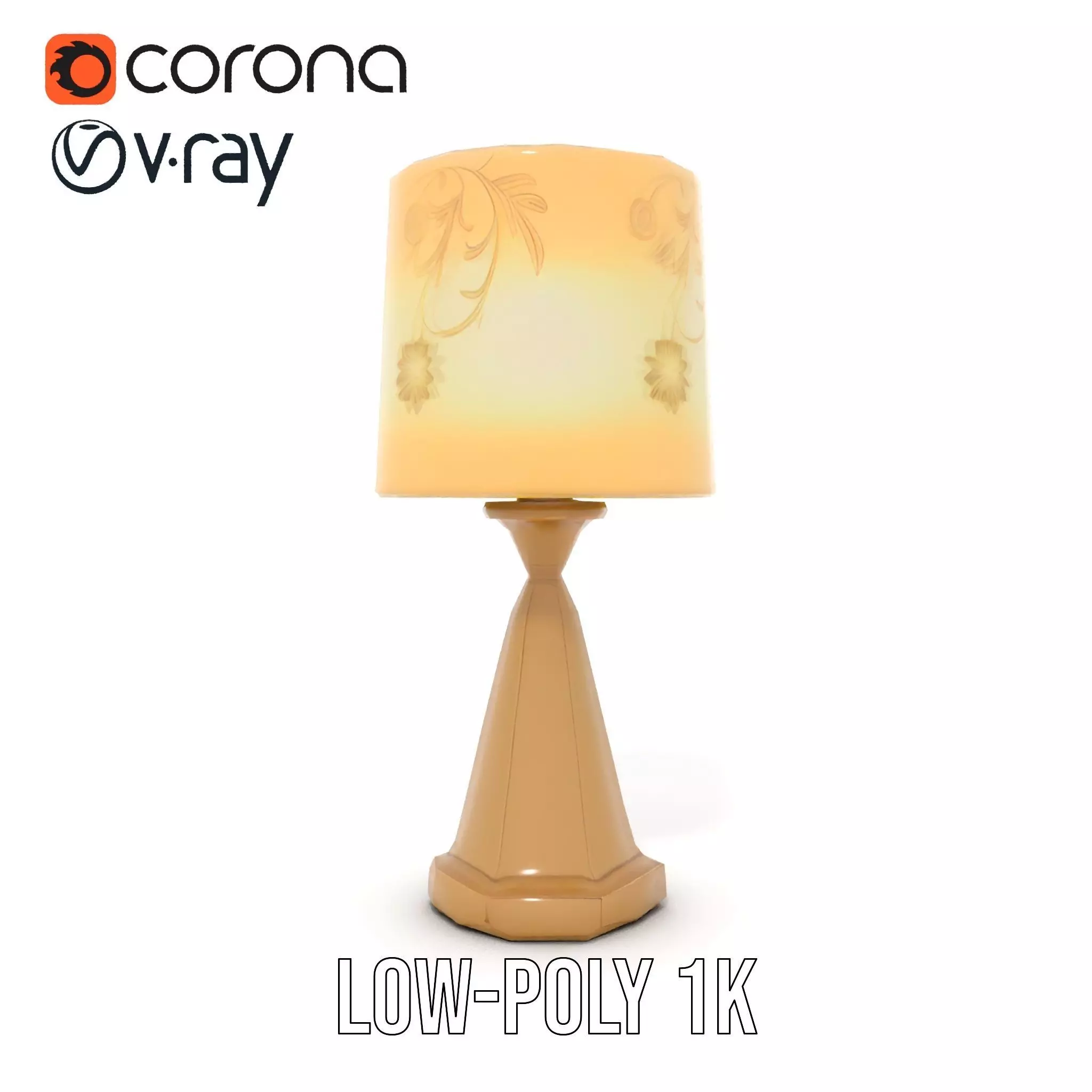 Elegant Brass Table Lamp model pack Low-poly 3D model_14