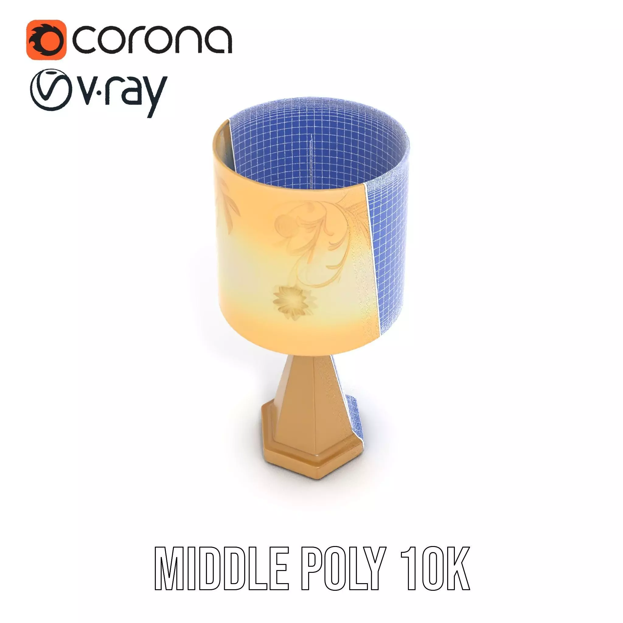 Elegant Brass Table Lamp model pack Low-poly 3D model_29