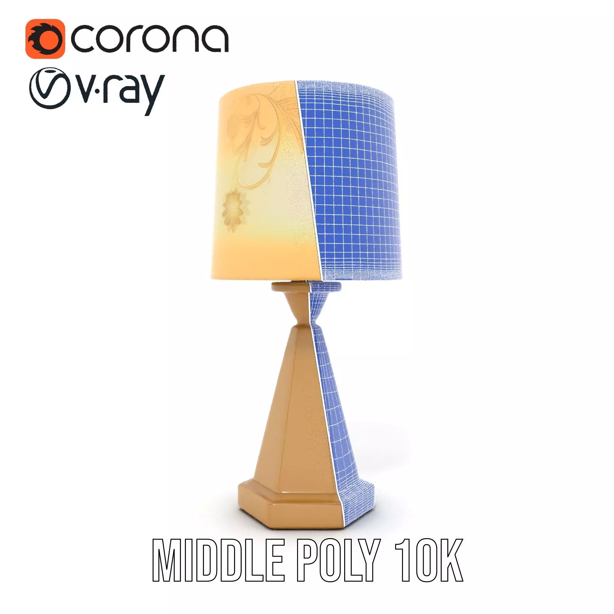 Elegant Brass Table Lamp model pack Low-poly 3D model_26