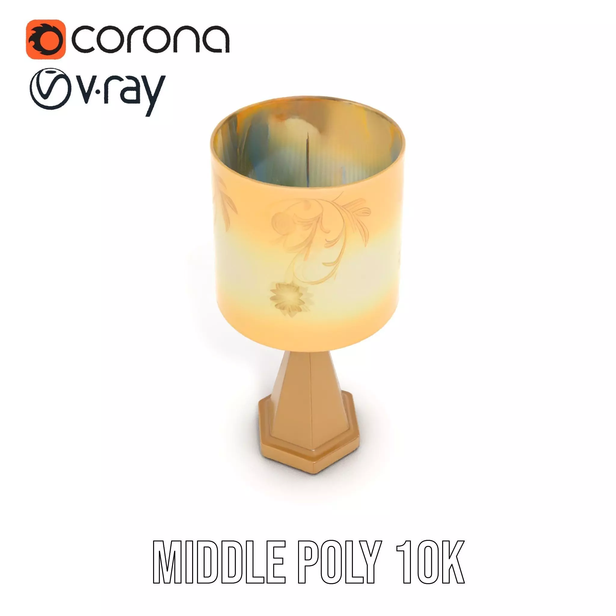 Elegant Brass Table Lamp model pack Low-poly 3D model_16
