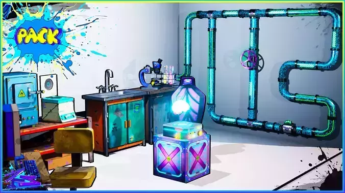 Laboratory Pack  Low-poly 3D model