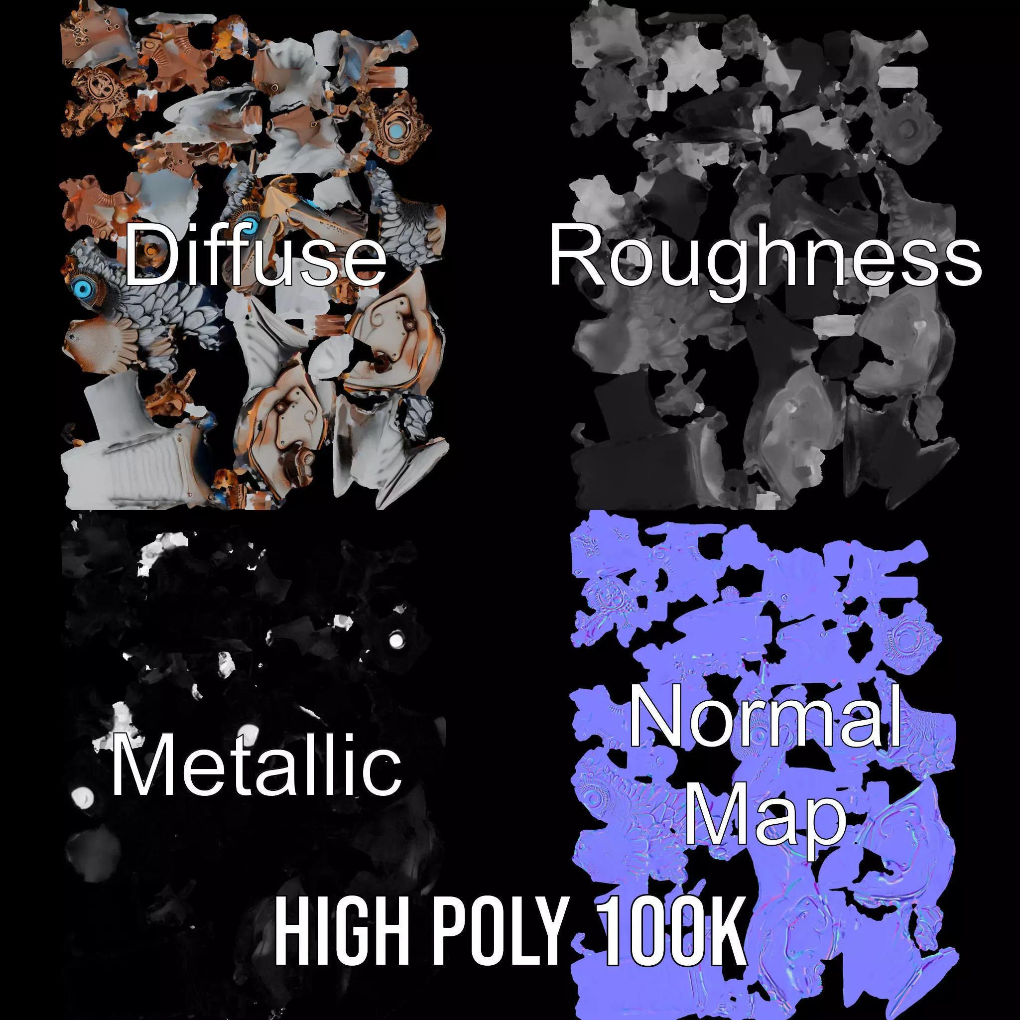 Steampunk Owl Mechanism model pack Low-poly 3D model_3