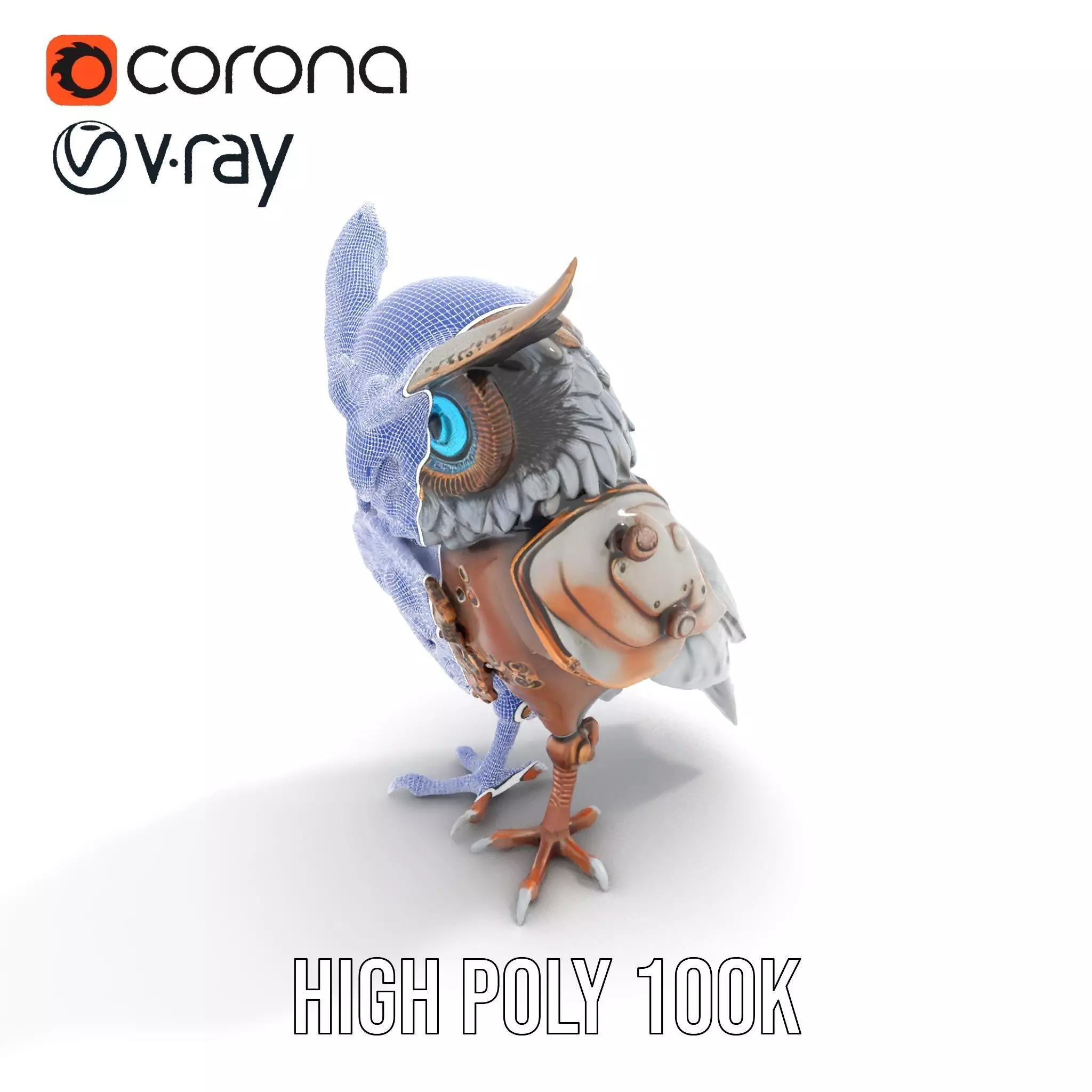 Steampunk Owl Mechanism model pack Low-poly 3D model_33