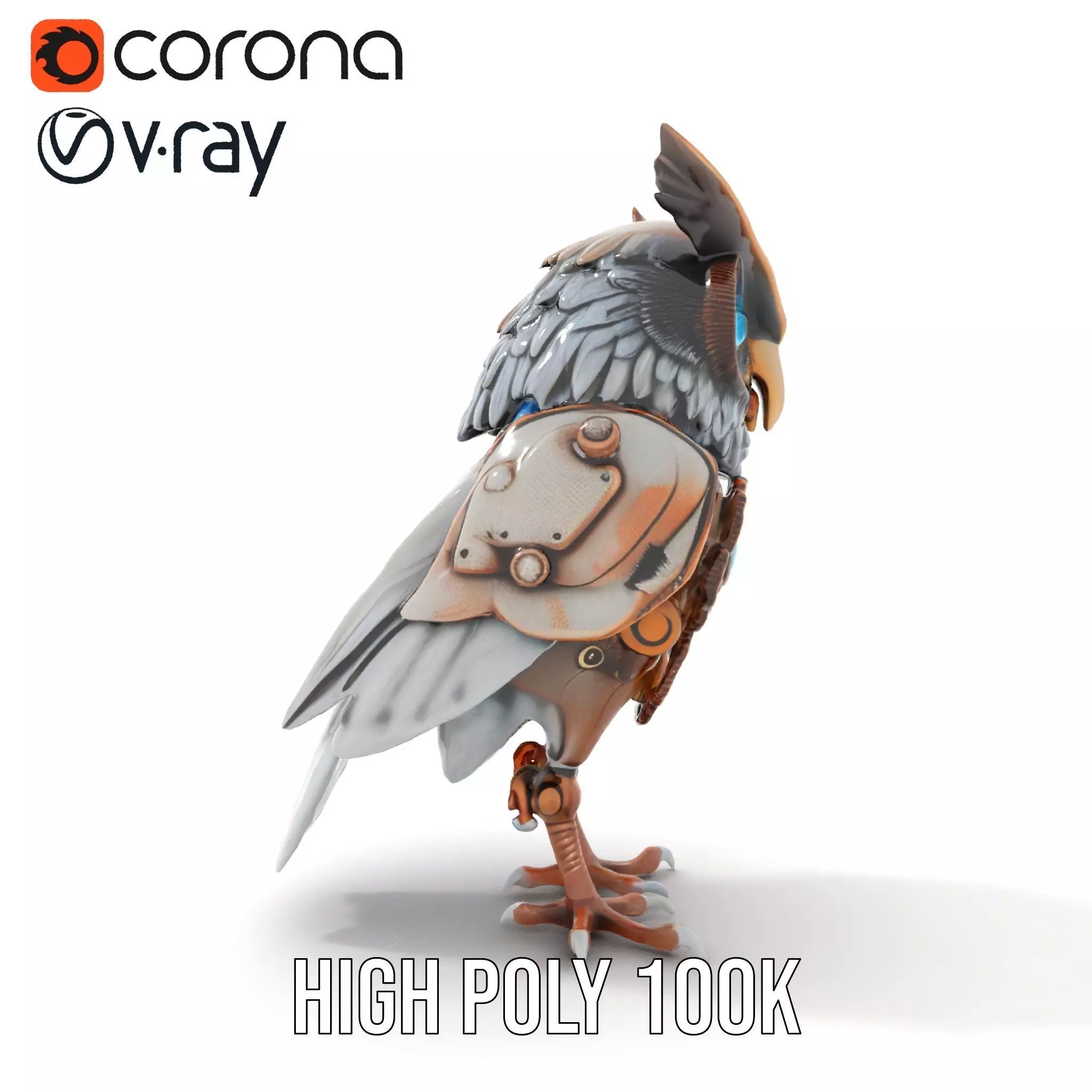 Steampunk Owl Mechanism model pack Low-poly 3D model_23