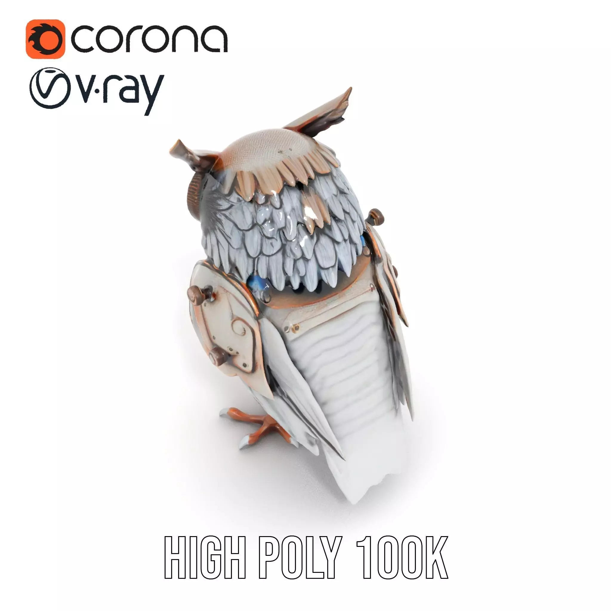 Steampunk Owl Mechanism model pack Low-poly 3D model_17