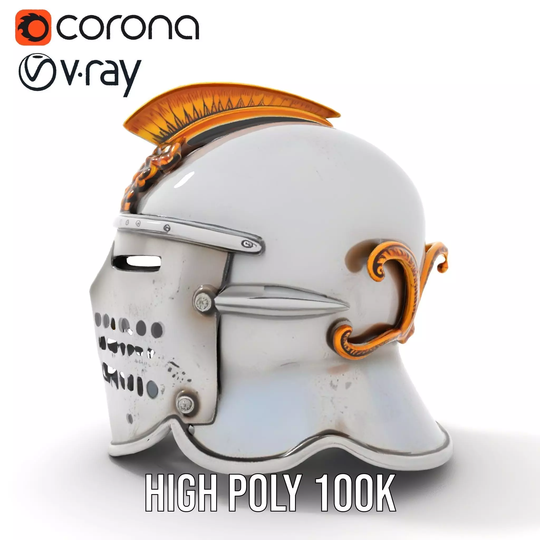 Ornate Medieval Helmet model pack Low-poly 3D model_22