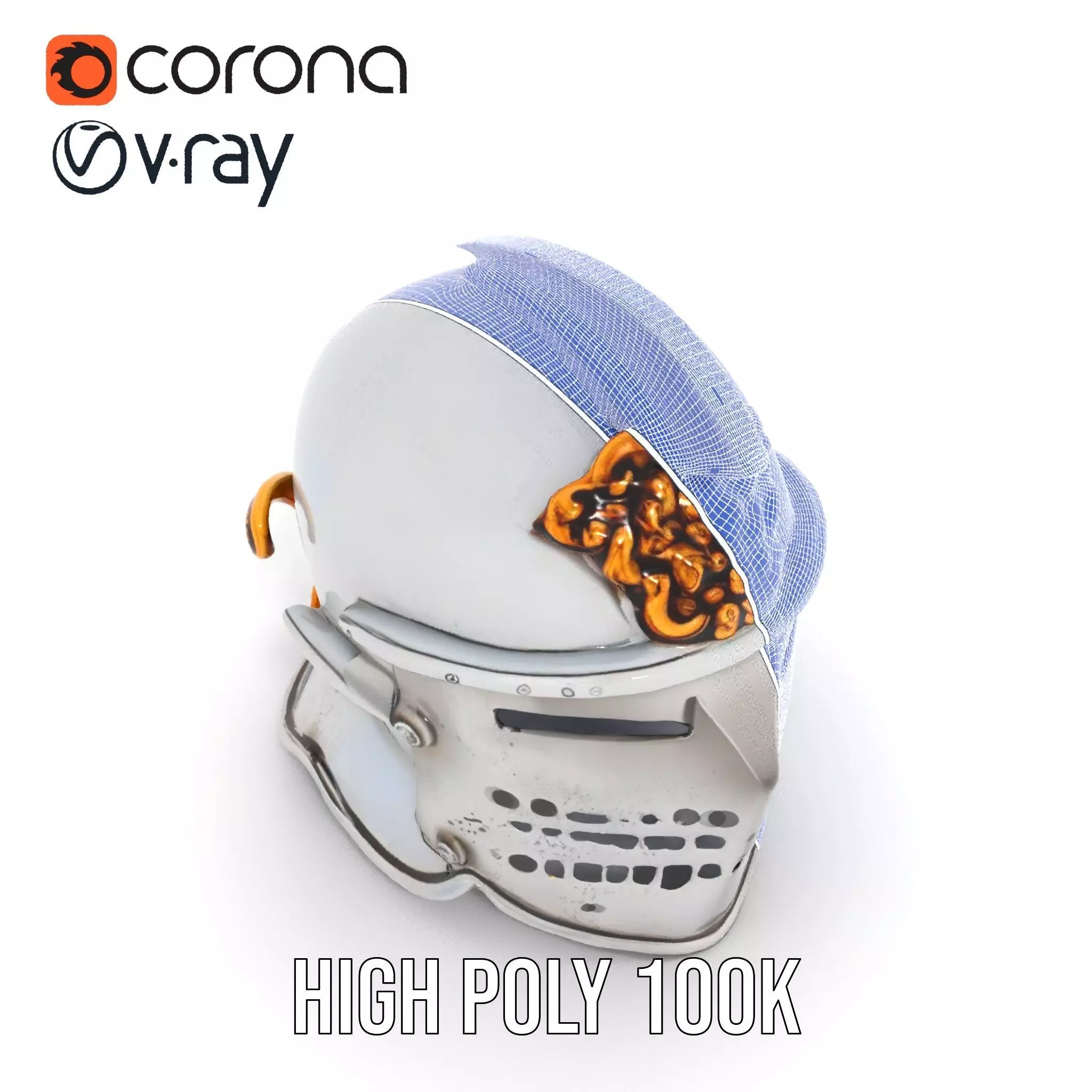 Ornate Medieval Helmet model pack Low-poly 3D model_34