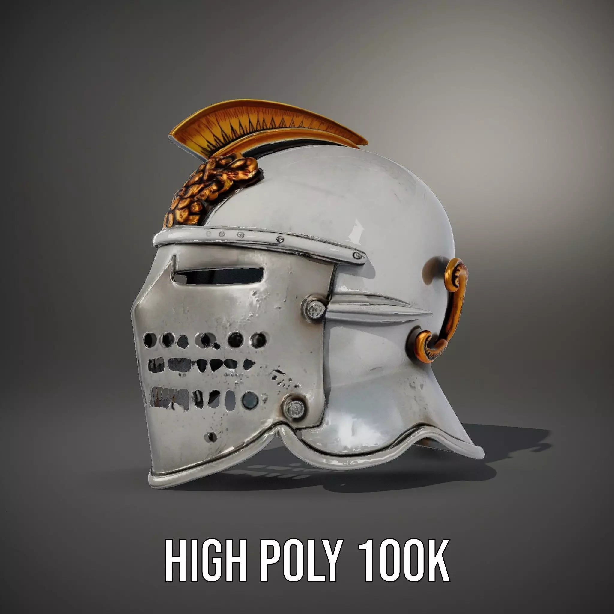Ornate Medieval Helmet model pack Low-poly 3D model_10
