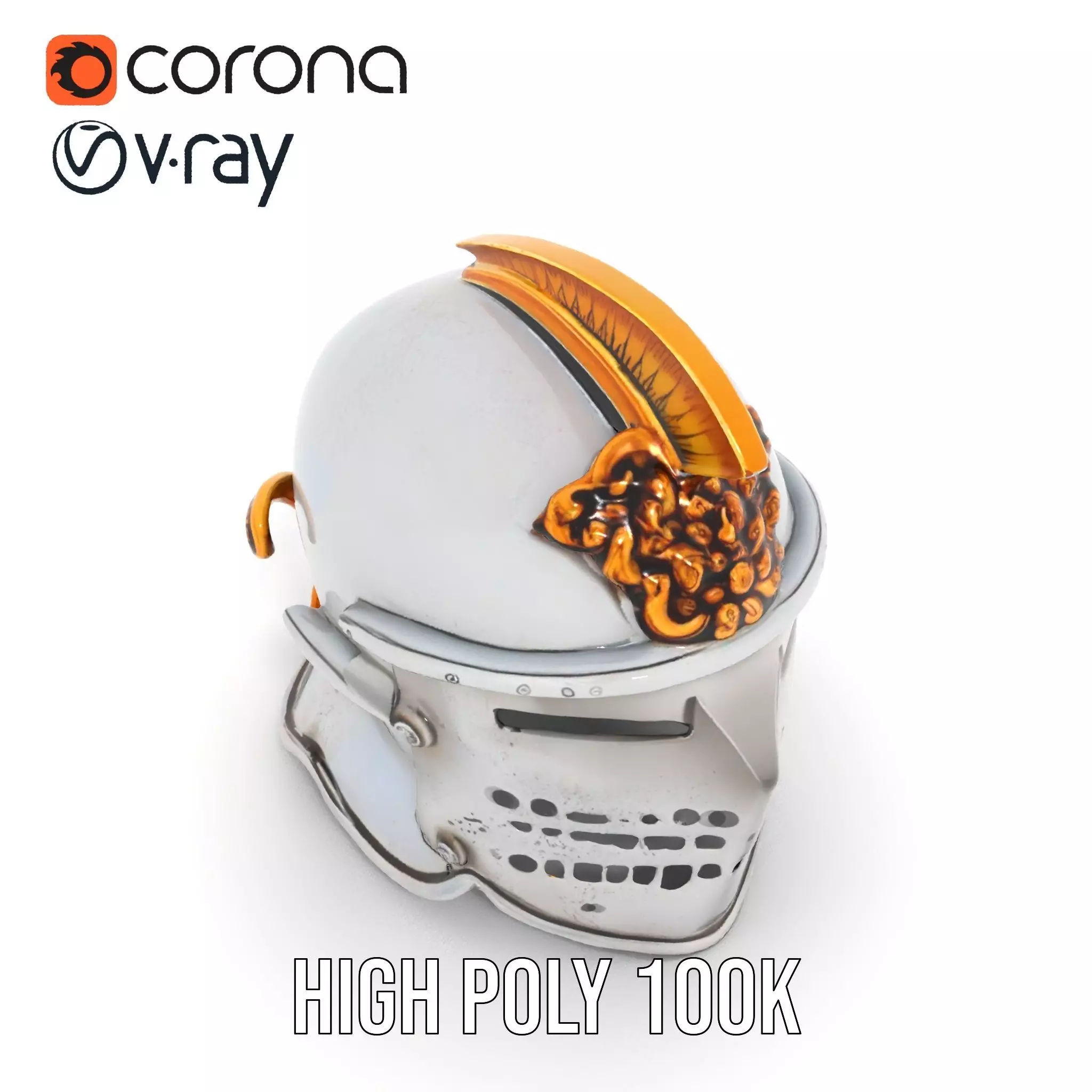 Ornate Medieval Helmet model pack Low-poly 3D model_28