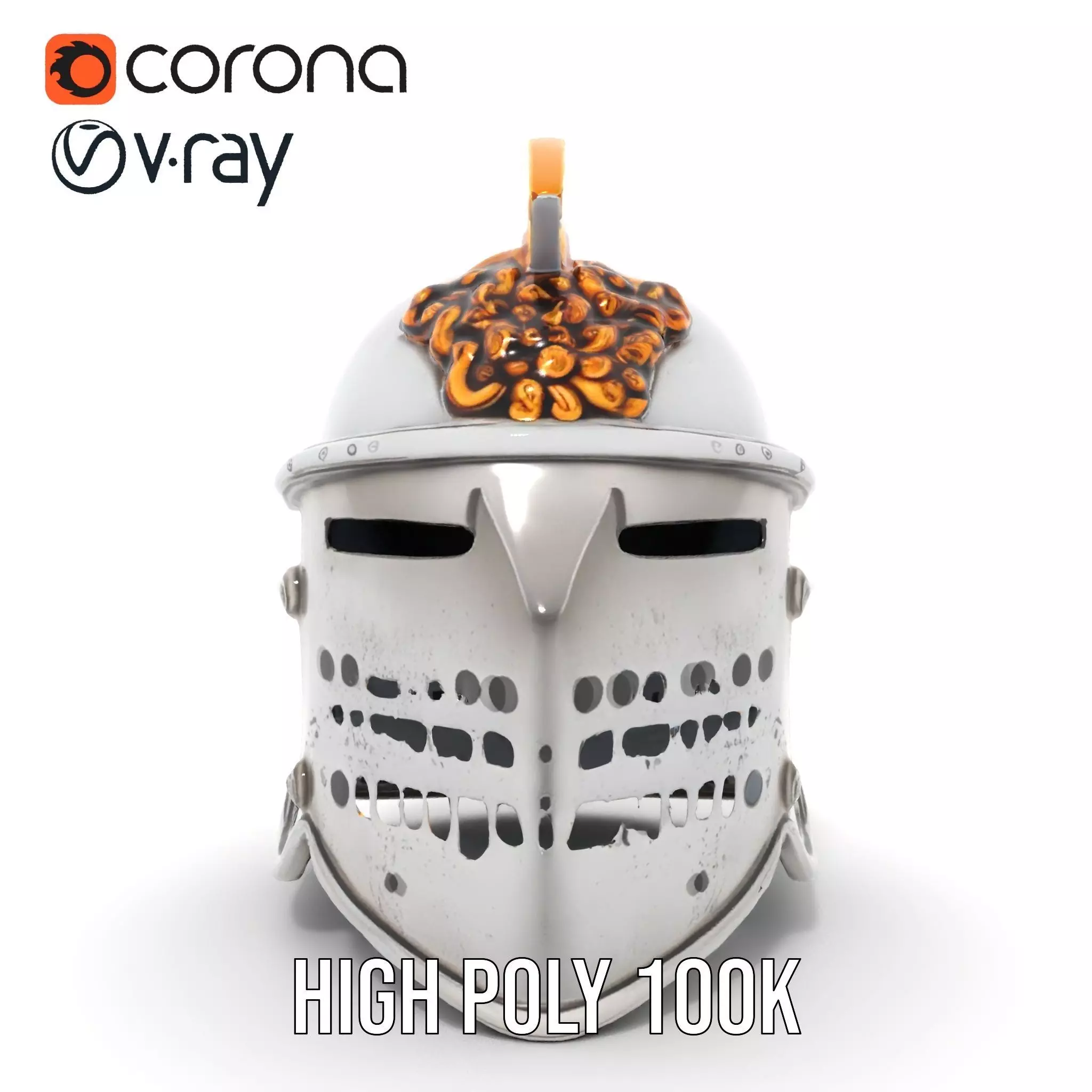 Ornate Medieval Helmet model pack Low-poly 3D model_25