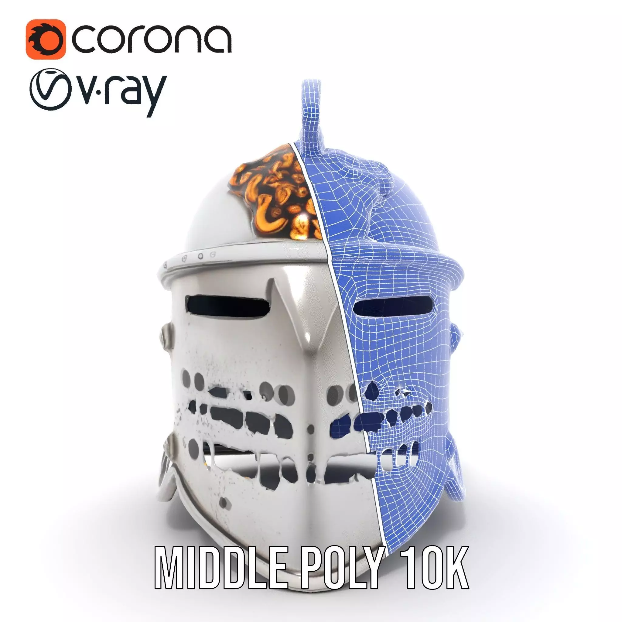 Ornate Medieval Helmet model pack Low-poly 3D model_29