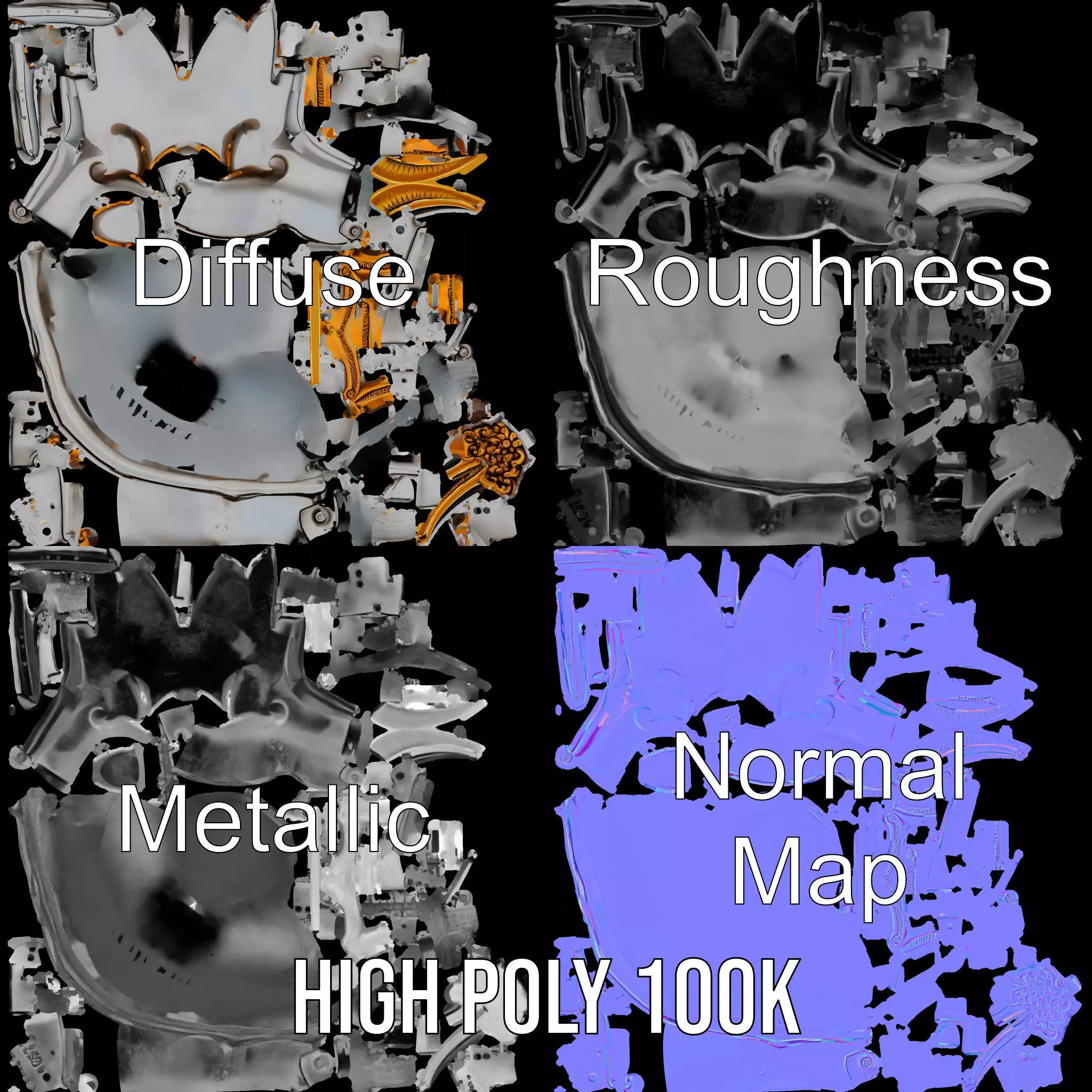 Ornate Medieval Helmet model pack Low-poly 3D model_3