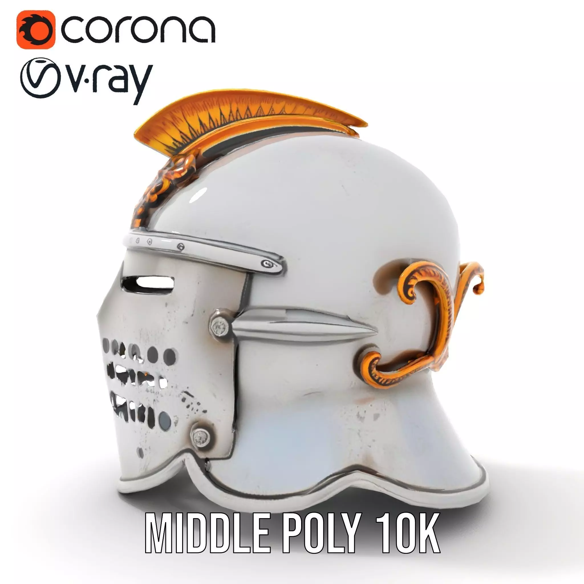 Ornate Medieval Helmet model pack Low-poly 3D model_18