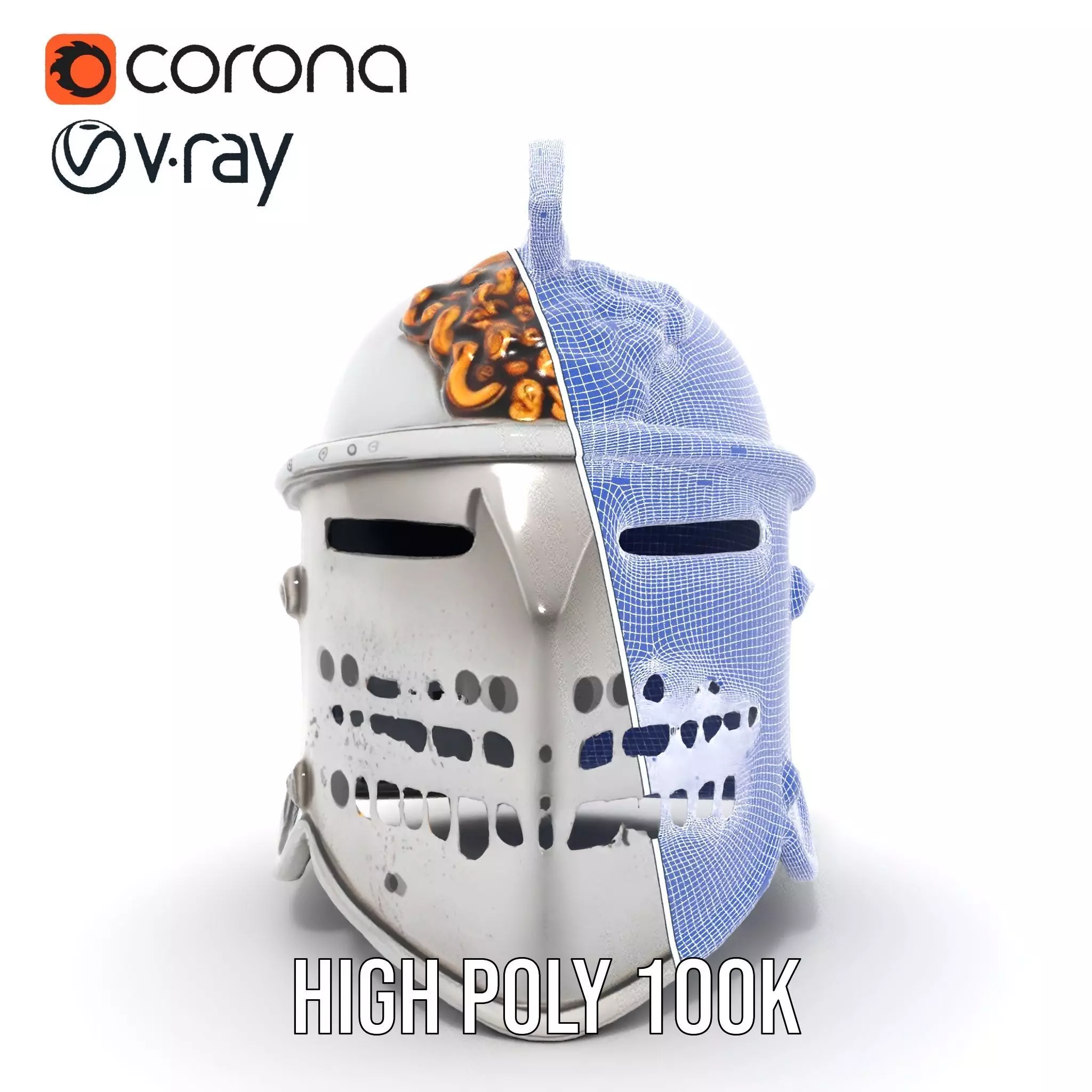 Ornate Medieval Helmet model pack Low-poly 3D model_31