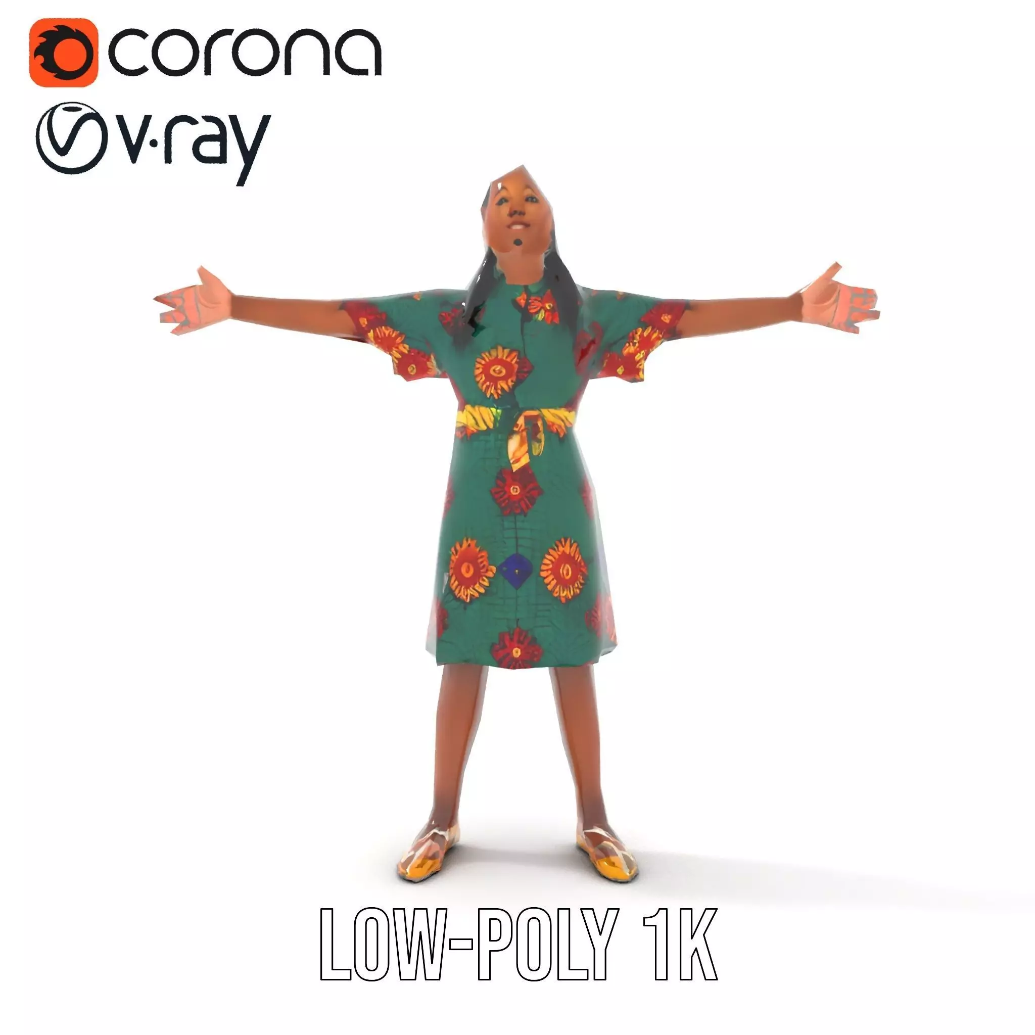 Colorful Sunflower Dress model pack Low-poly 3D model_9