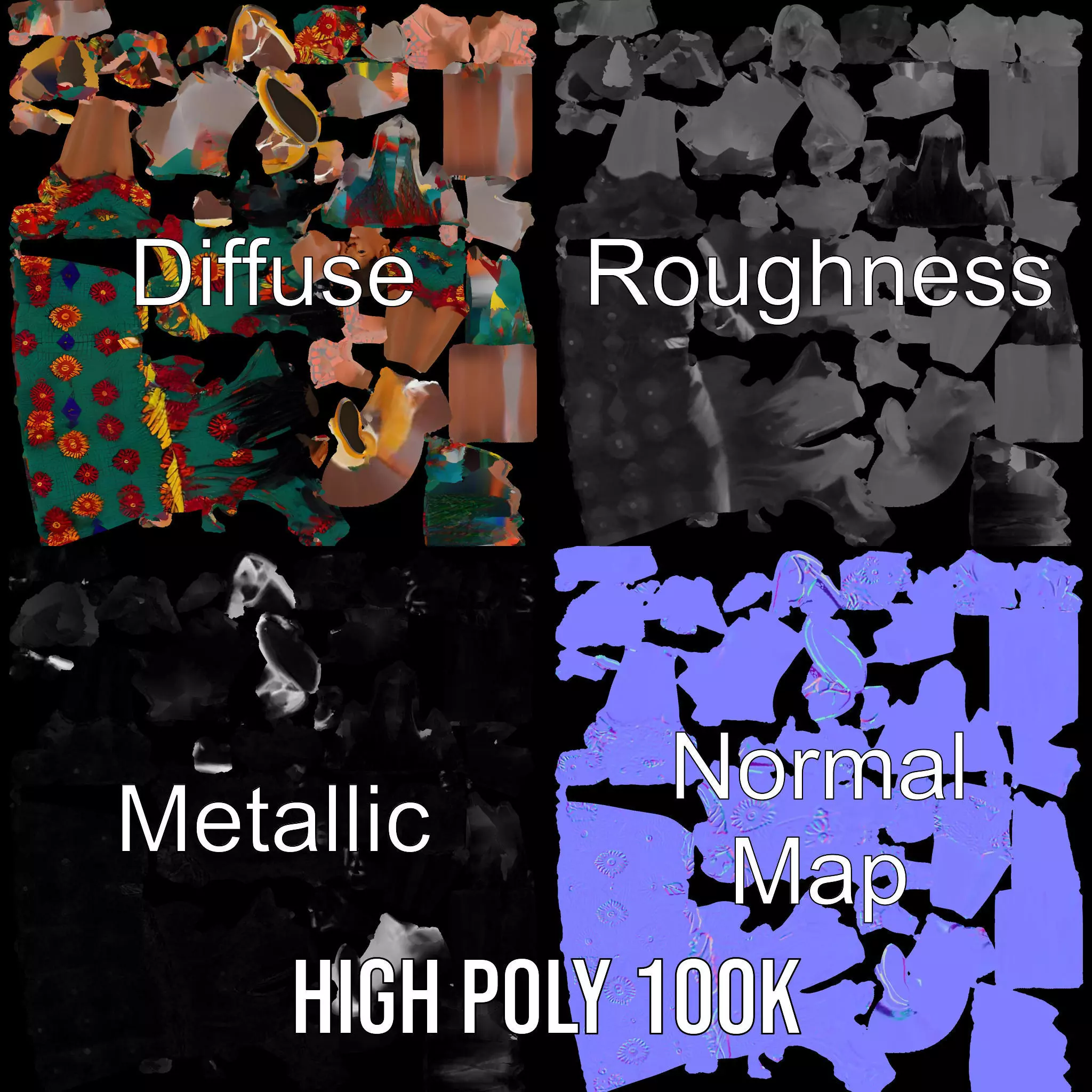 Colorful Sunflower Dress model pack Low-poly 3D model_3