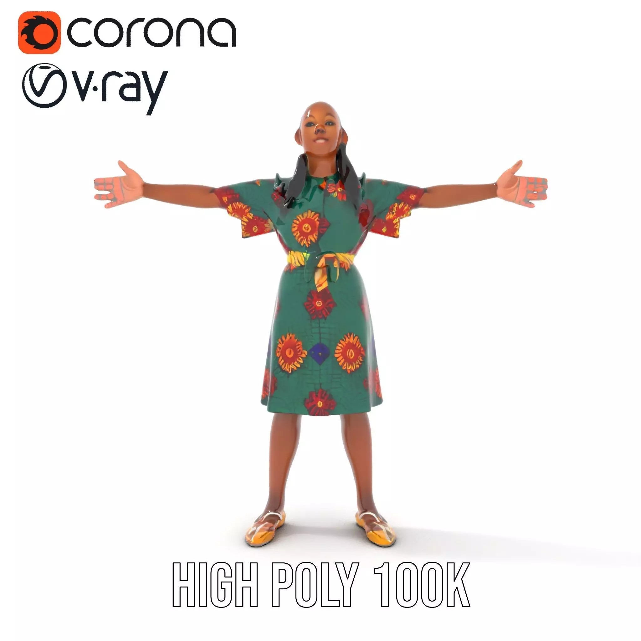 Colorful Sunflower Dress model pack Low-poly 3D model_29