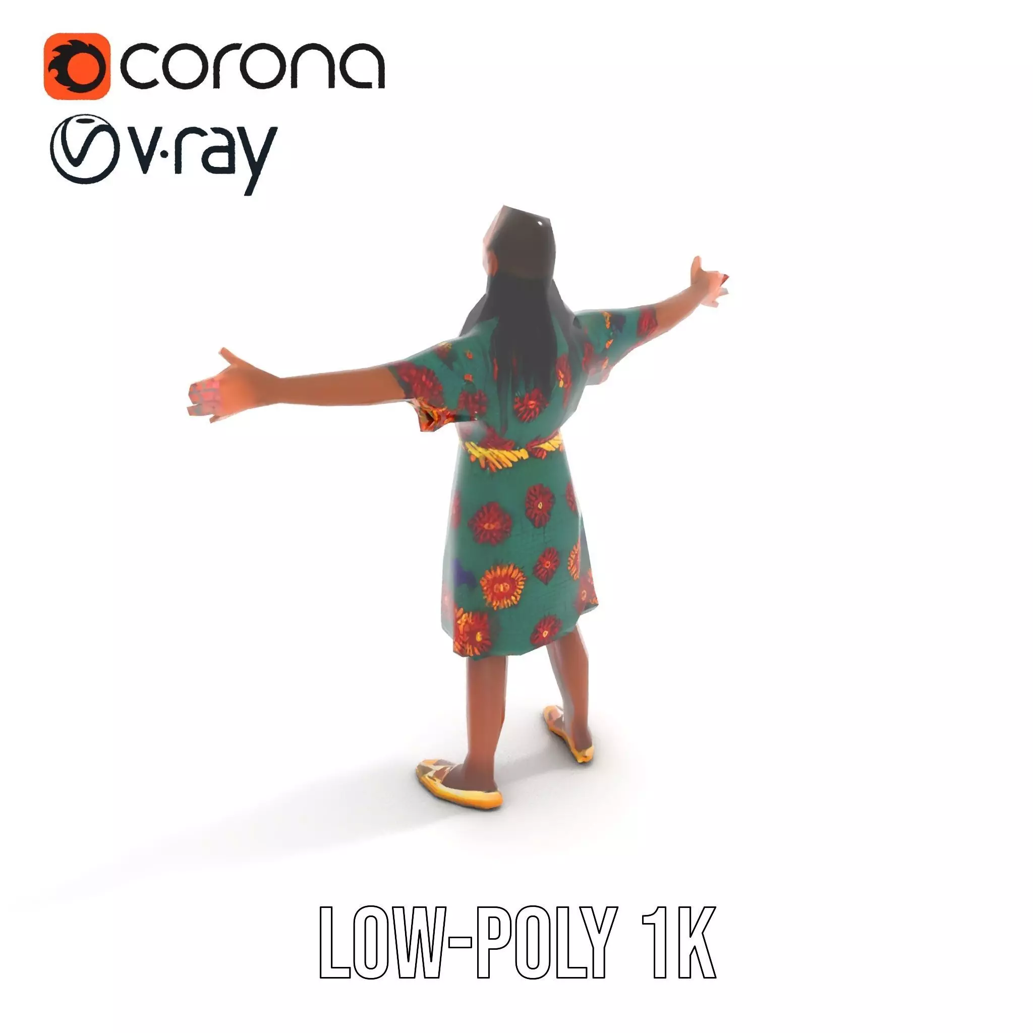 Colorful Sunflower Dress model pack Low-poly 3D model_16