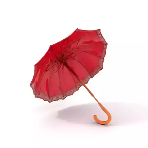 Elegant Red Parasol model pack Low-poly 3D model