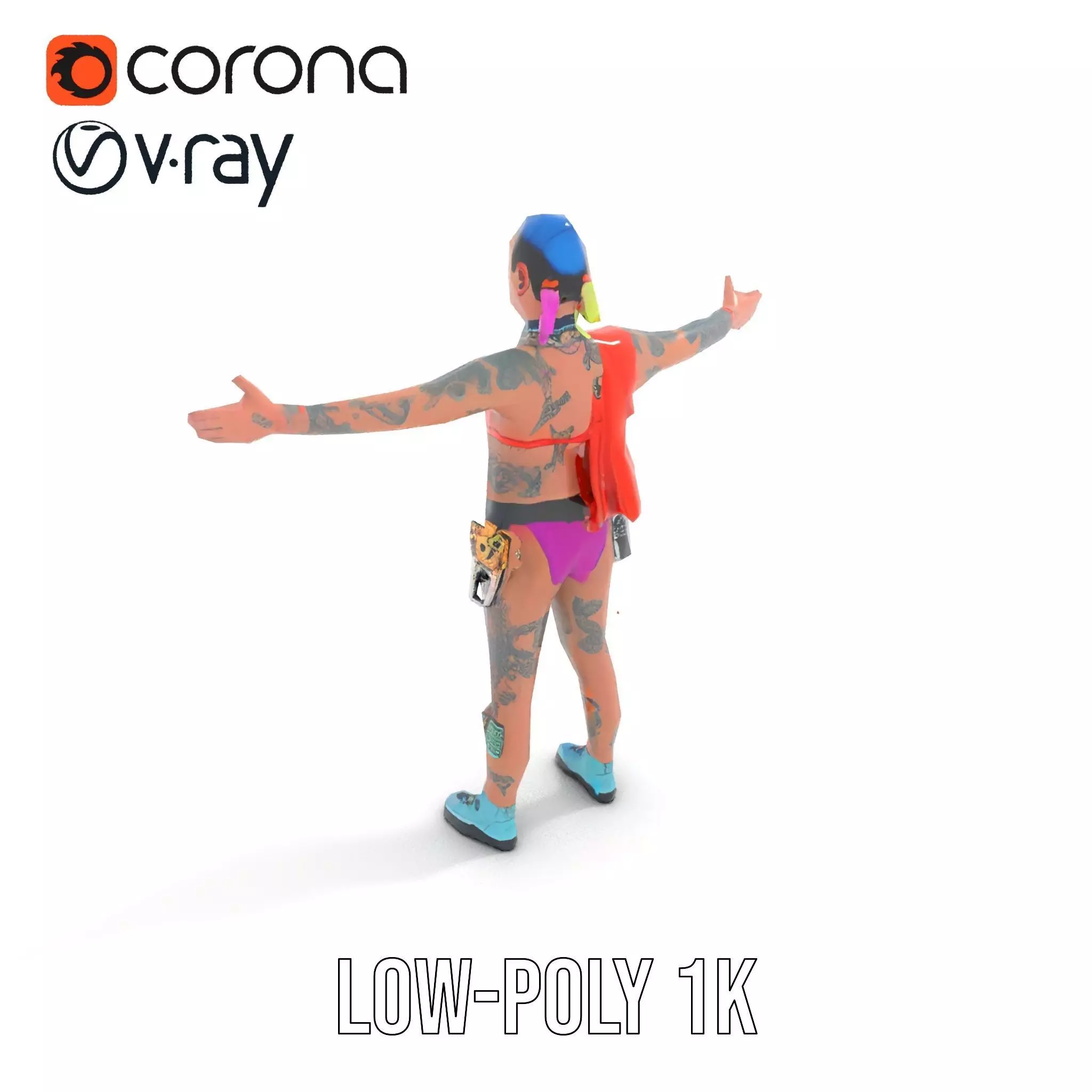 Vibrant Cyberpunk Character model pack Low-poly 3D model_9