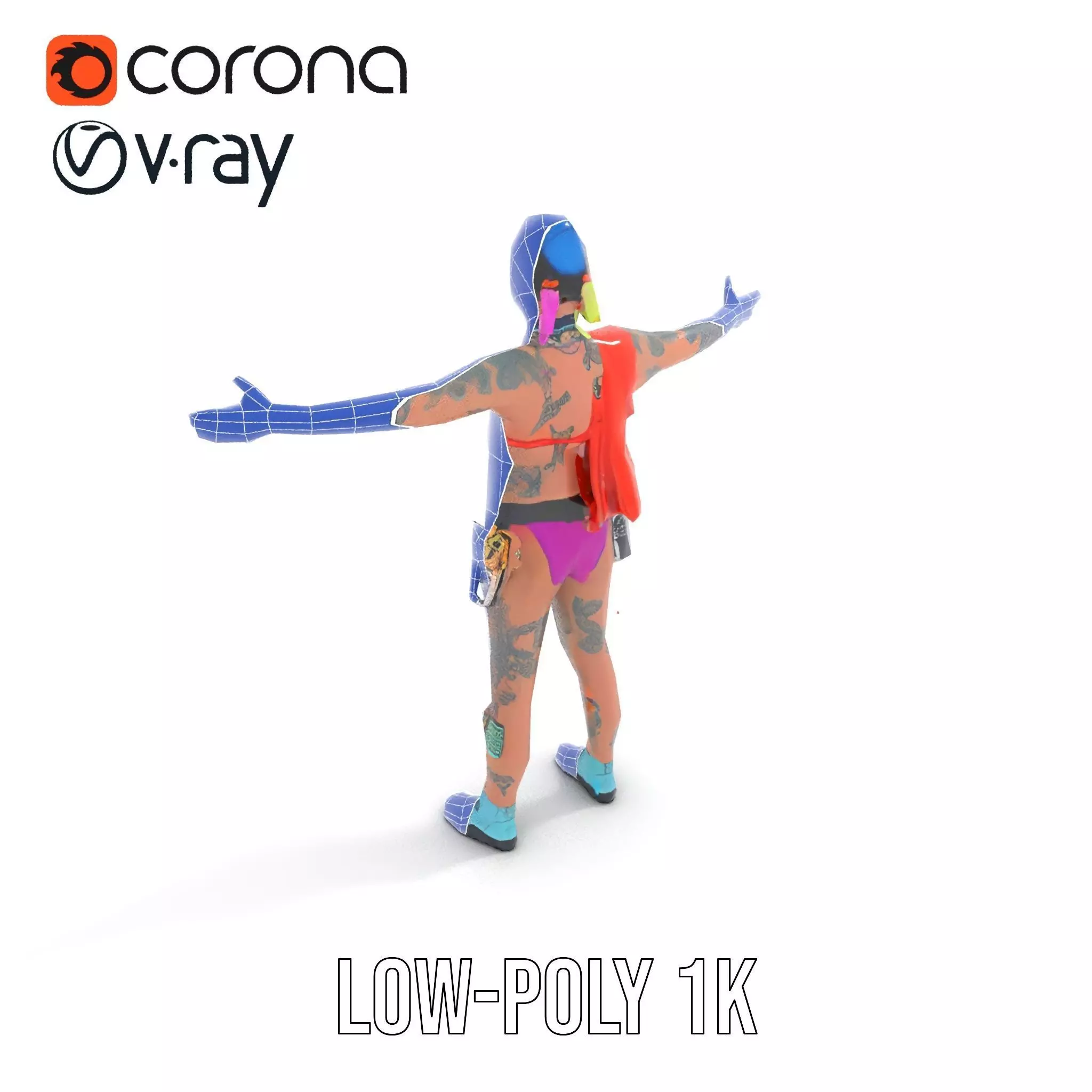 Vibrant Cyberpunk Character model pack Low-poly 3D model_22