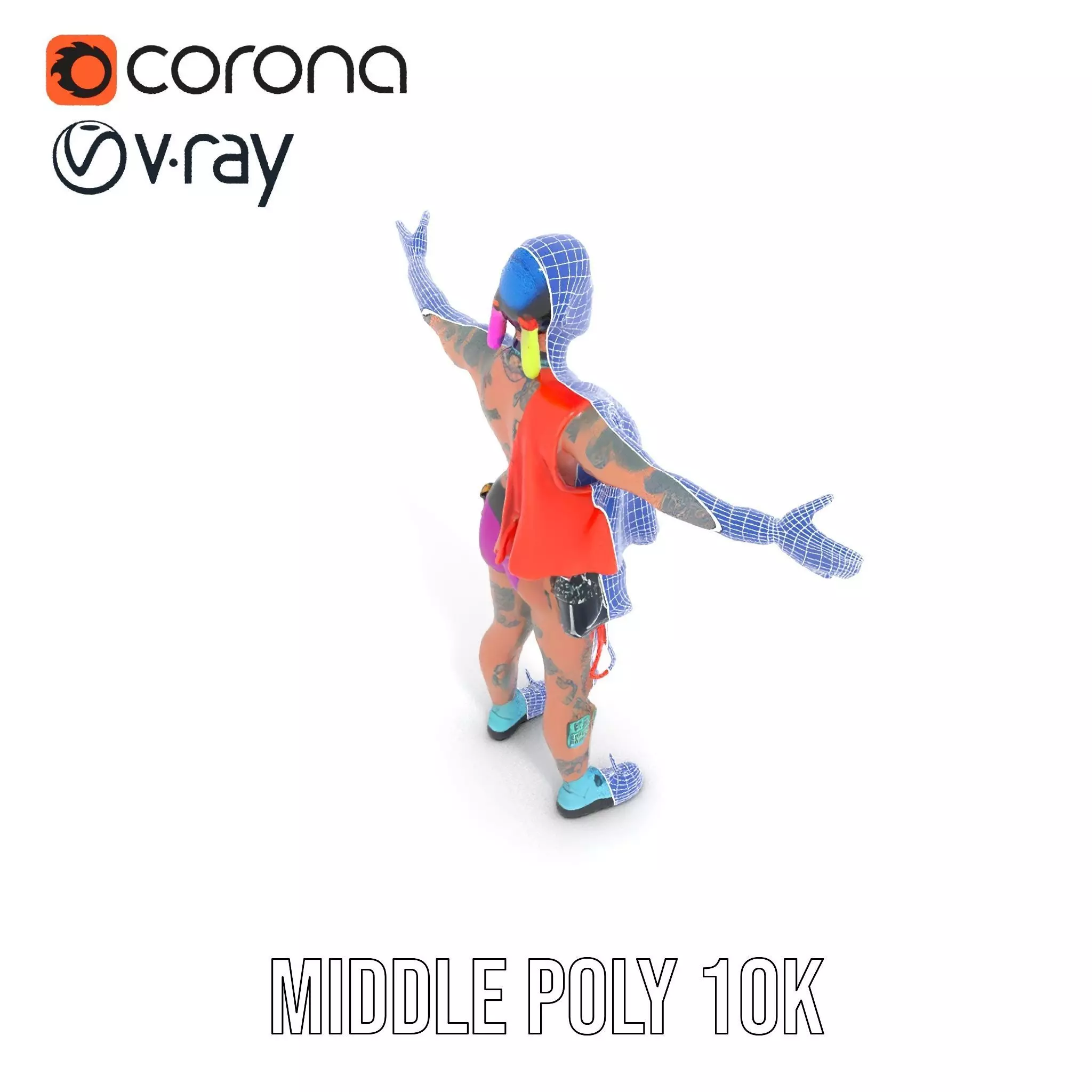 Vibrant Cyberpunk Character model pack Low-poly 3D model_24