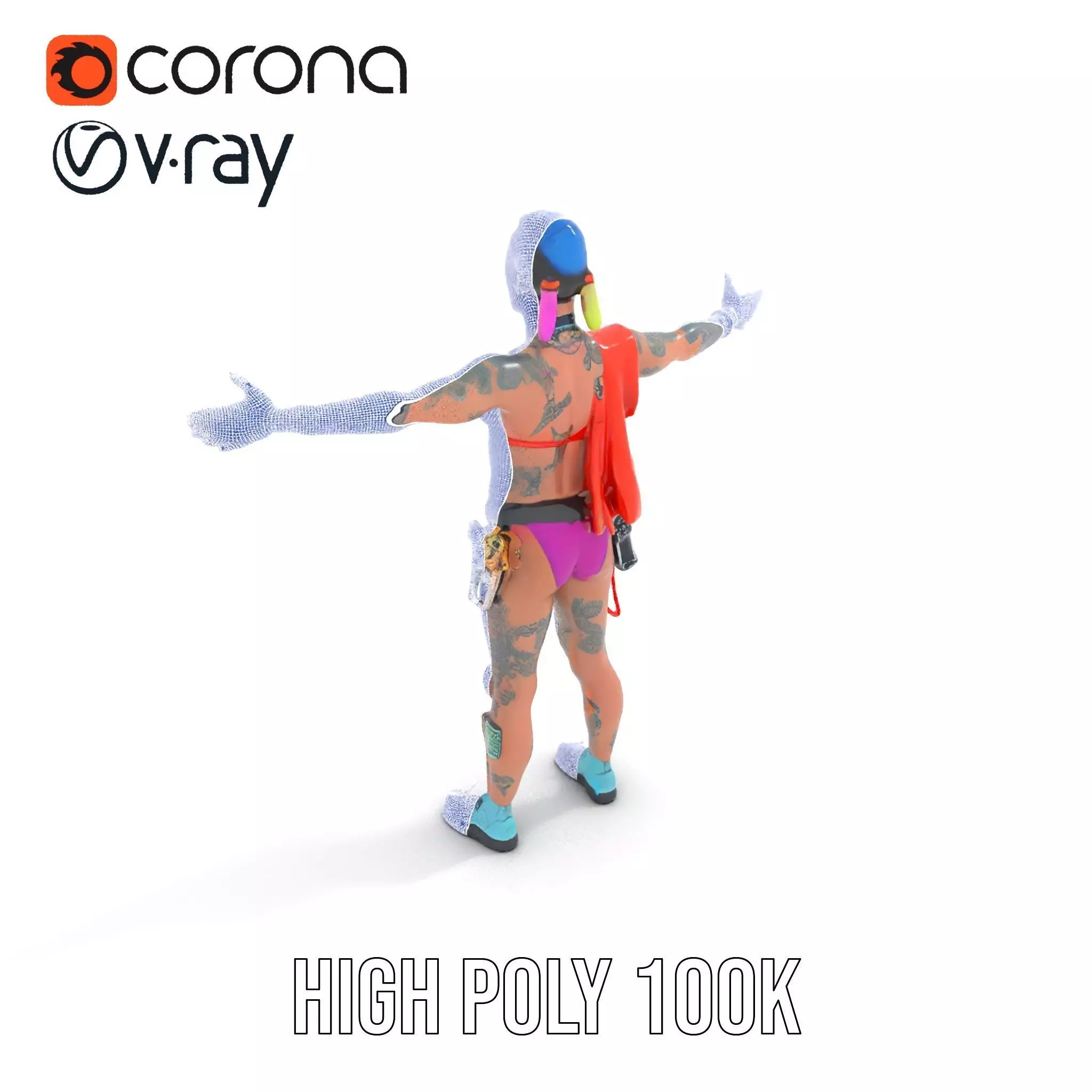 Vibrant Cyberpunk Character model pack Low-poly 3D model_33