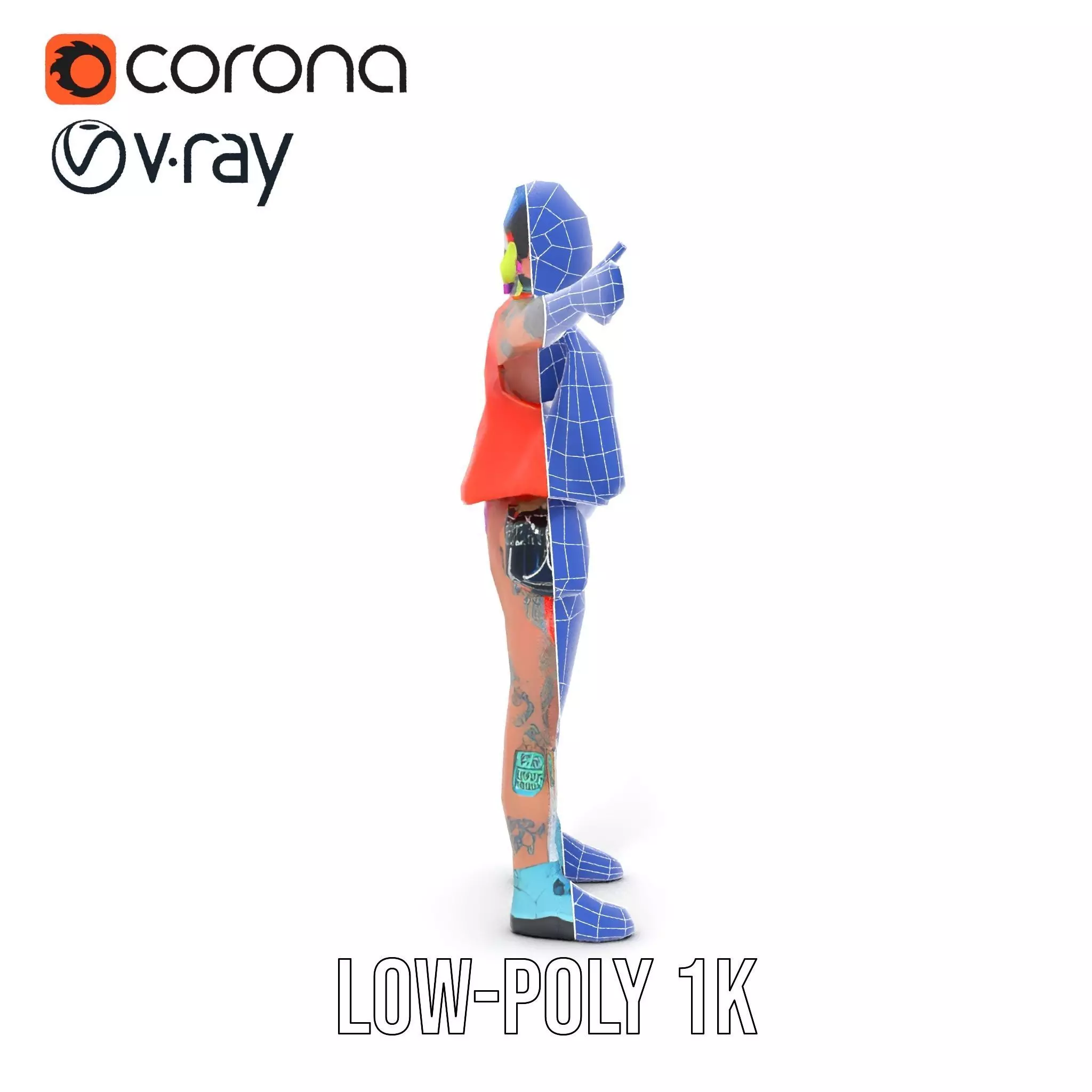 Vibrant Cyberpunk Character model pack Low-poly 3D model_31