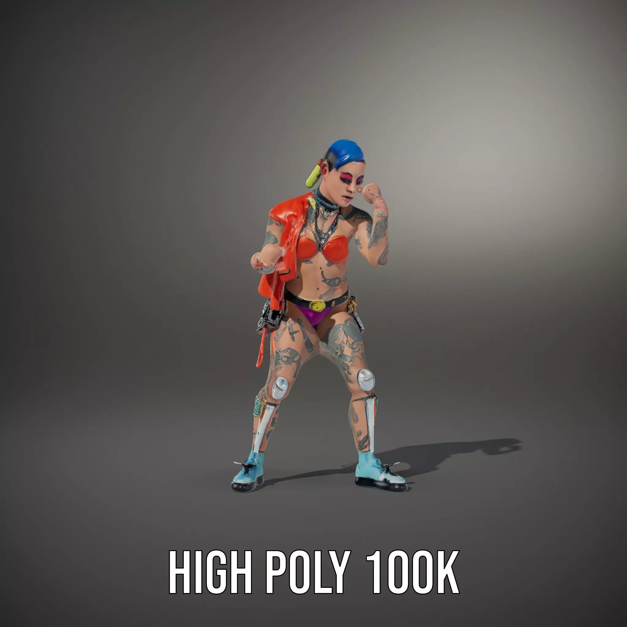 Vibrant Cyberpunk Character model pack Low-poly 3D model_10