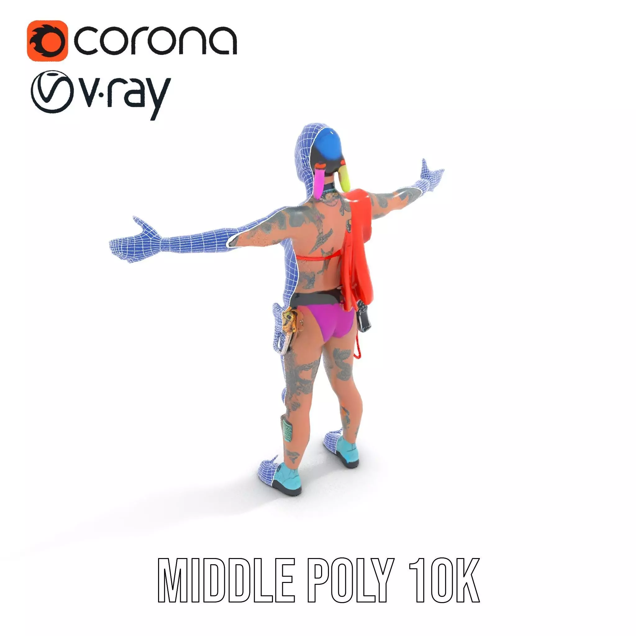 Vibrant Cyberpunk Character model pack Low-poly 3D model_6