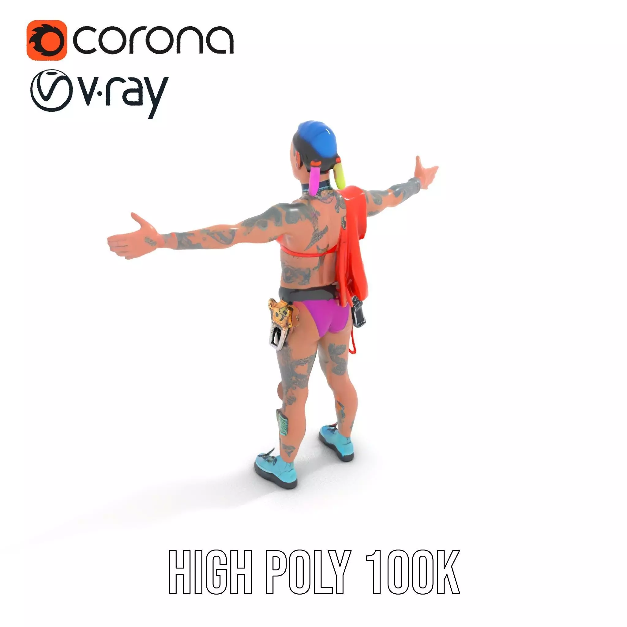 Vibrant Cyberpunk Character model pack Low-poly 3D model_20