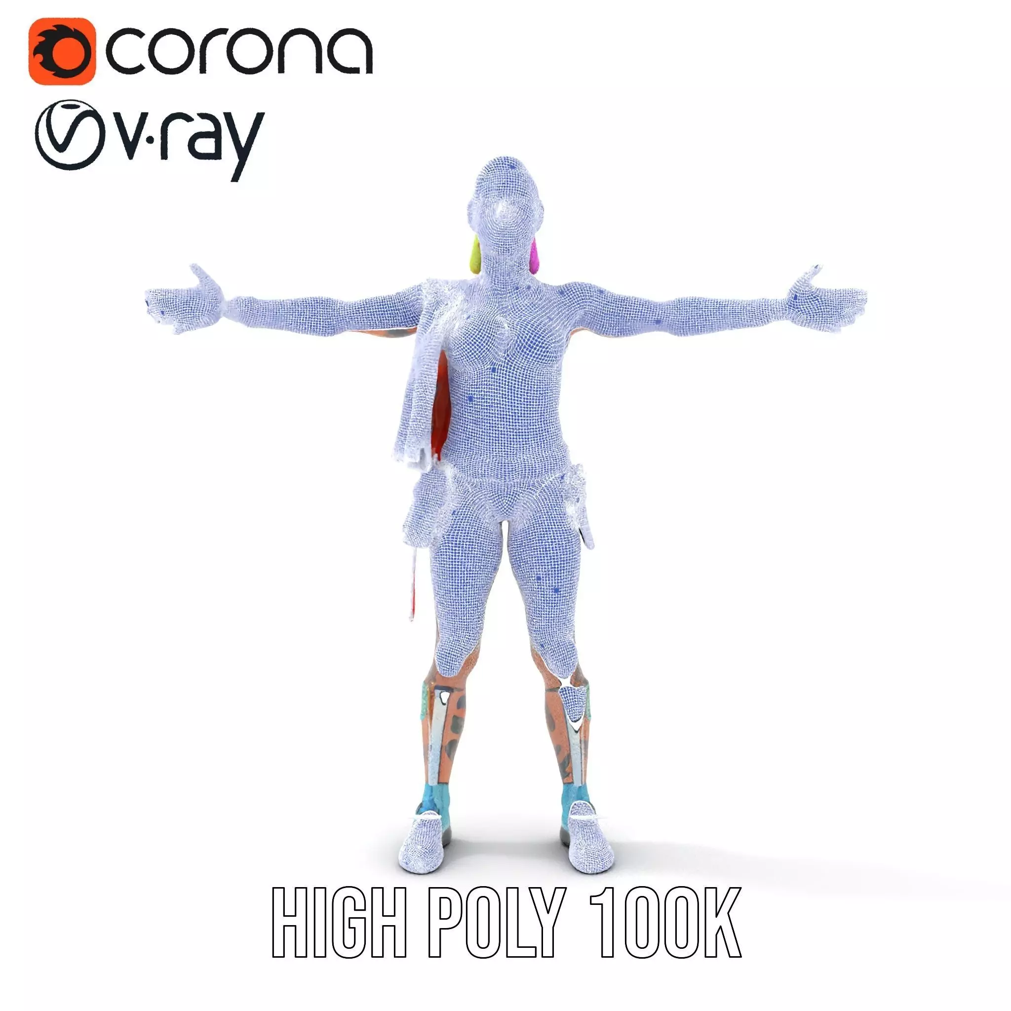 Vibrant Cyberpunk Character model pack Low-poly 3D model_34