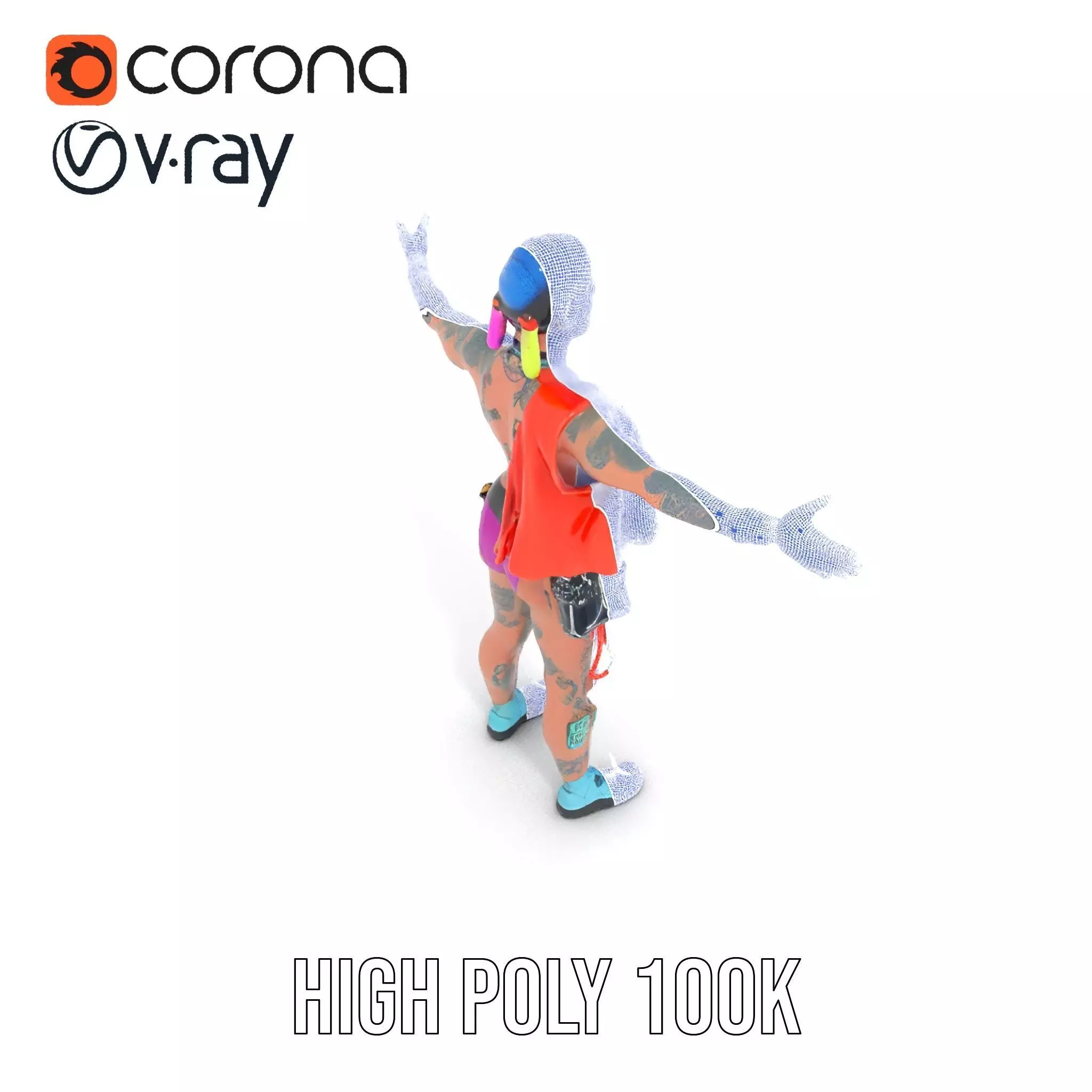 Vibrant Cyberpunk Character model pack Low-poly 3D model_26