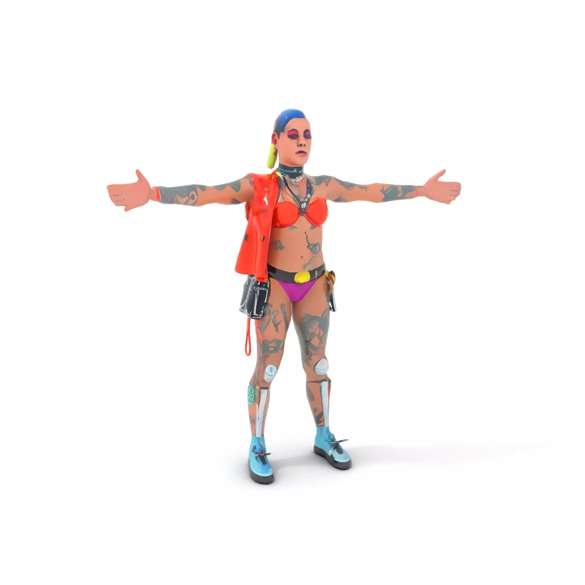 Vibrant Cyberpunk Character model pack Low-poly 3D model_13