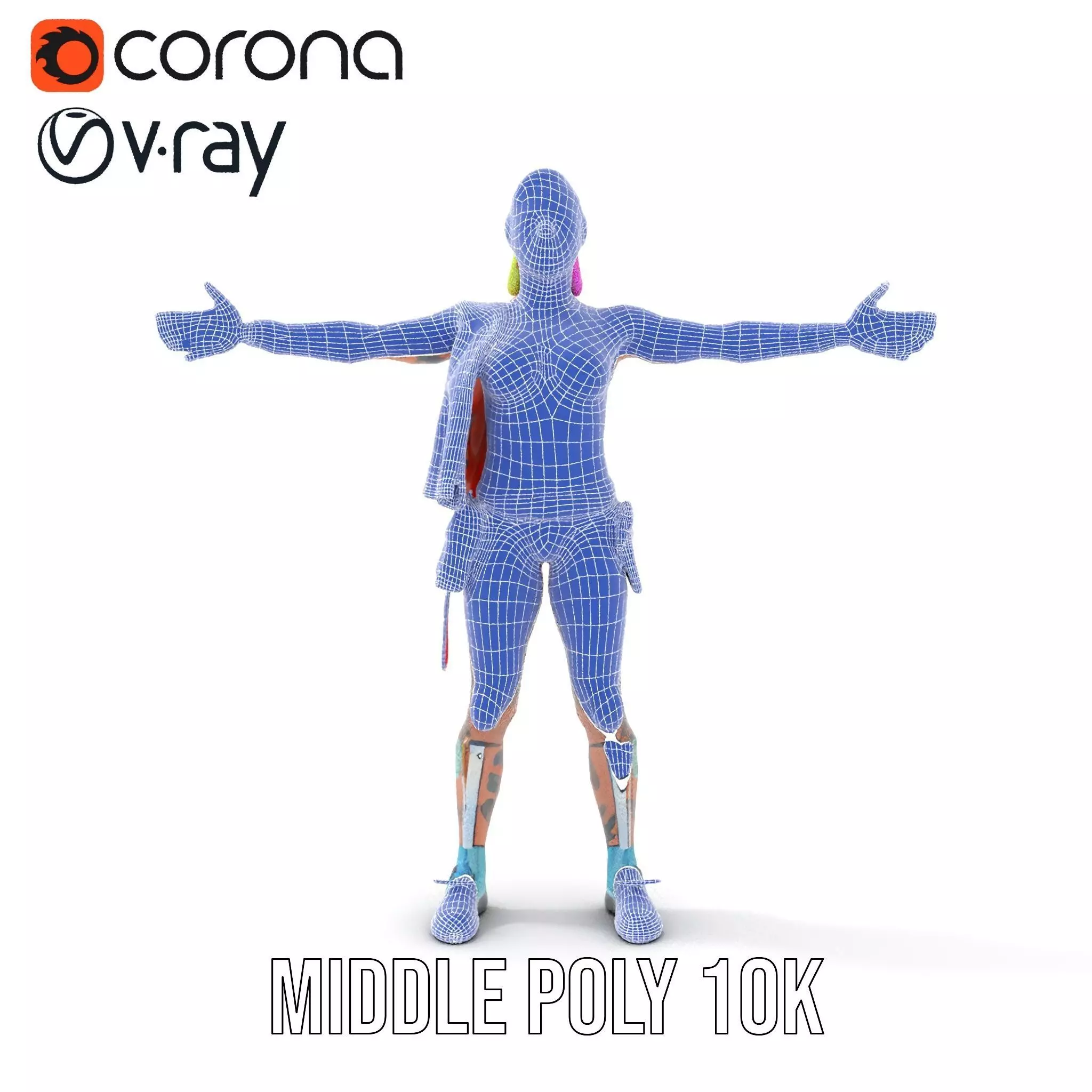 Vibrant Cyberpunk Character model pack Low-poly 3D model_27