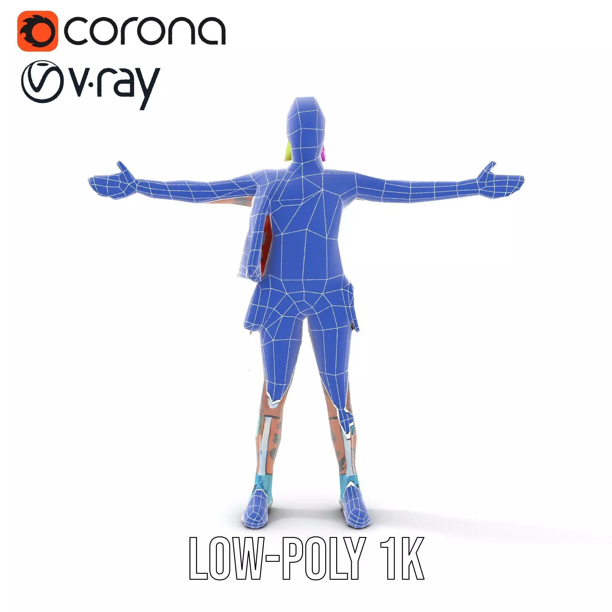 Vibrant Cyberpunk Character model pack Low-poly 3D model_19