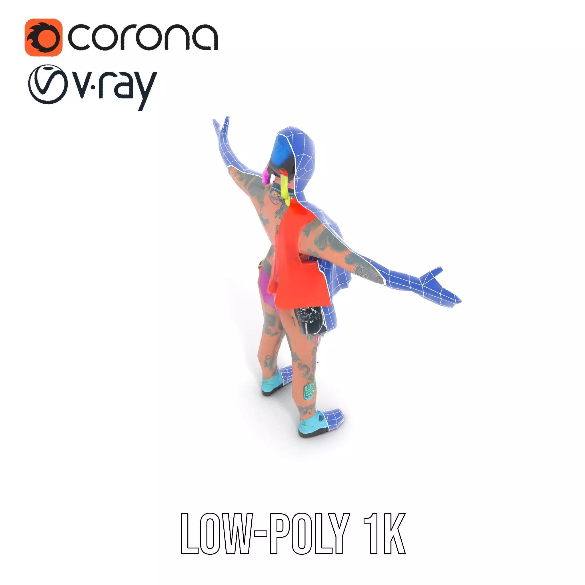 Vibrant Cyberpunk Character model pack Low-poly 3D model_25