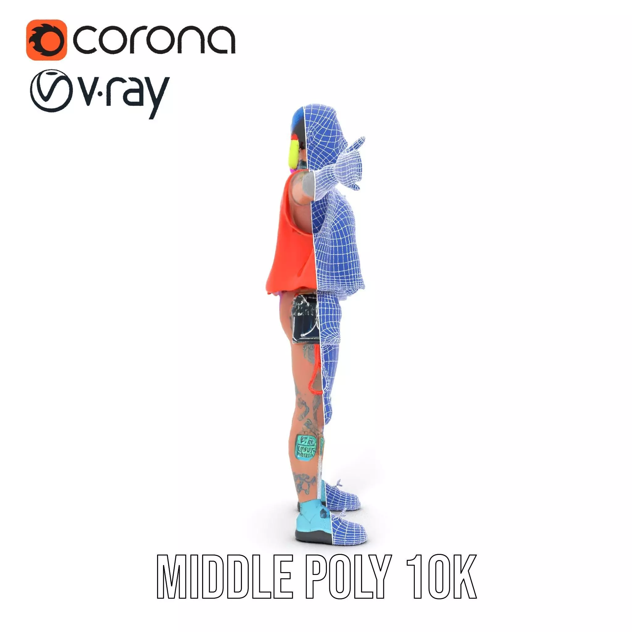 Vibrant Cyberpunk Character model pack Low-poly 3D model_30