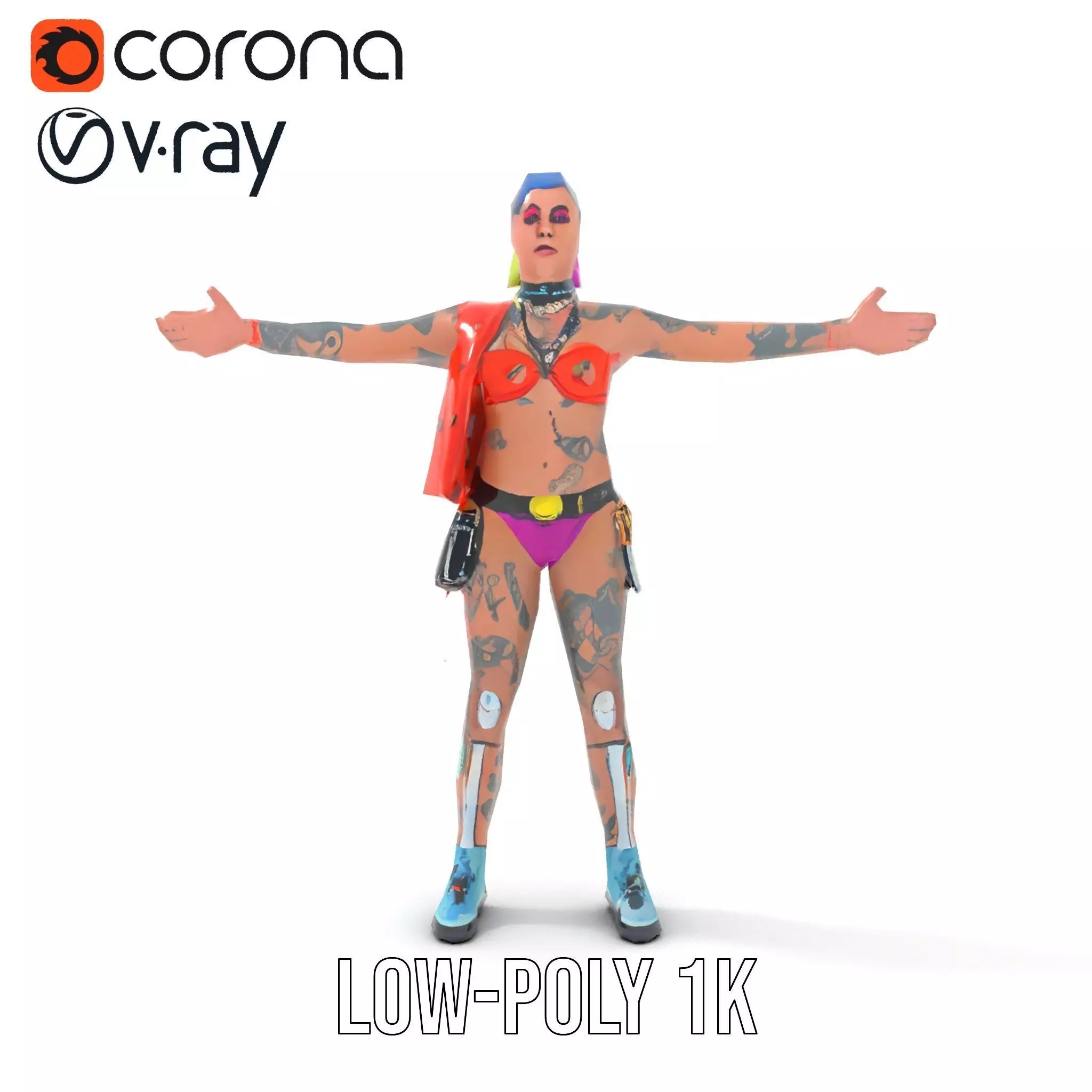 Vibrant Cyberpunk Character model pack Low-poly 3D model_12