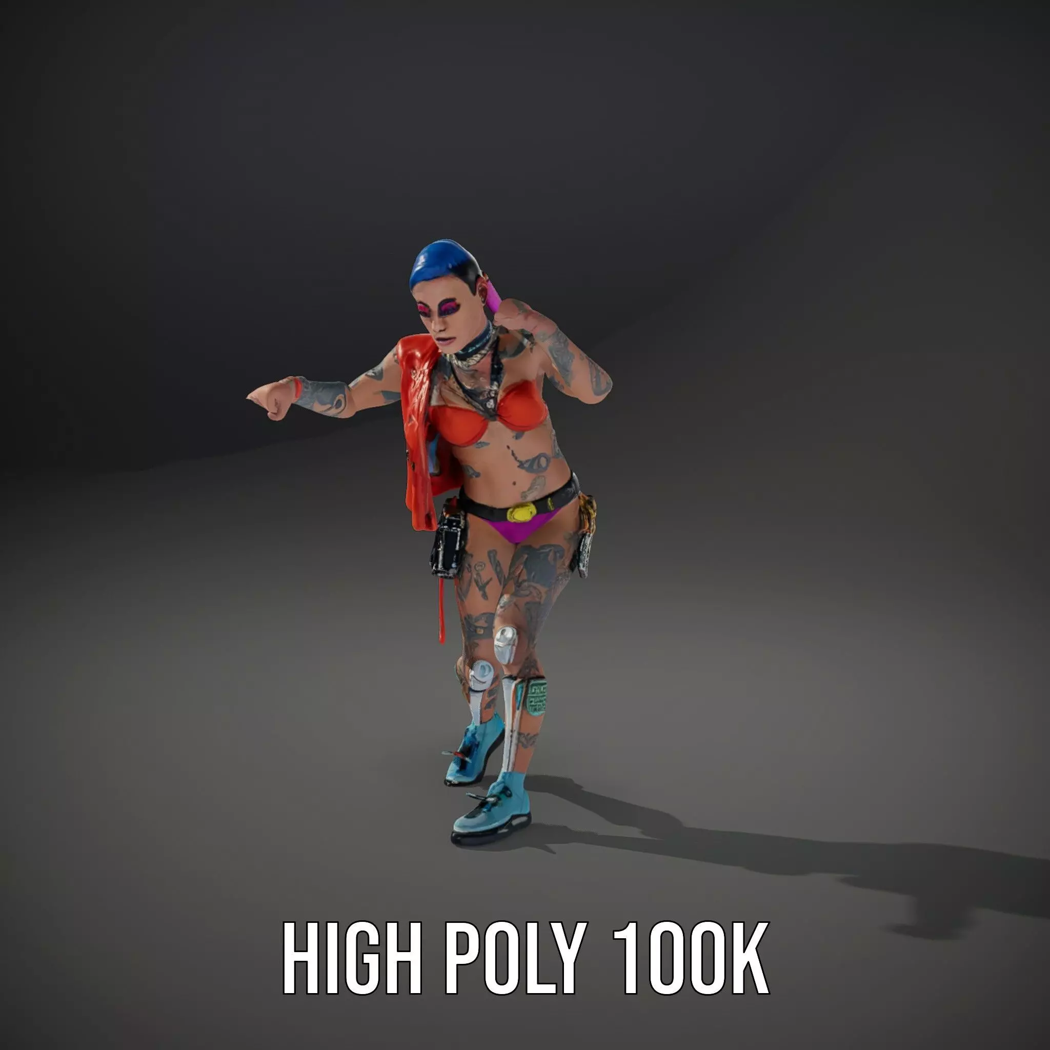 Vibrant Cyberpunk Character model pack Low-poly 3D model_8