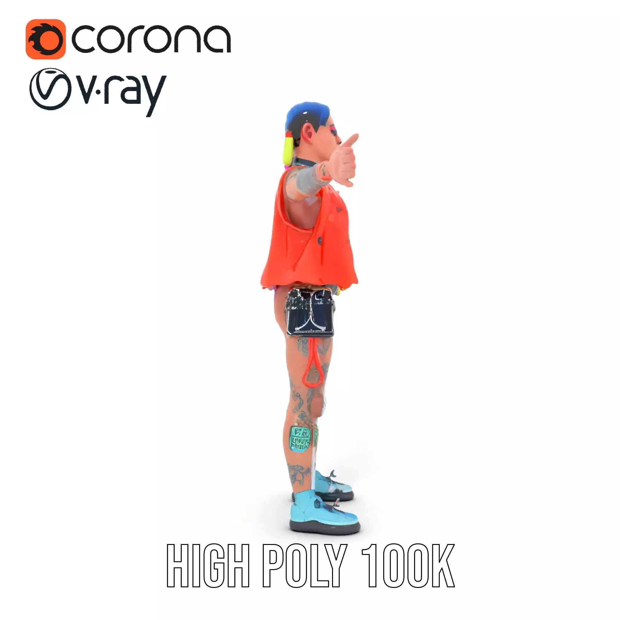 Vibrant Cyberpunk Character model pack Low-poly 3D model_32