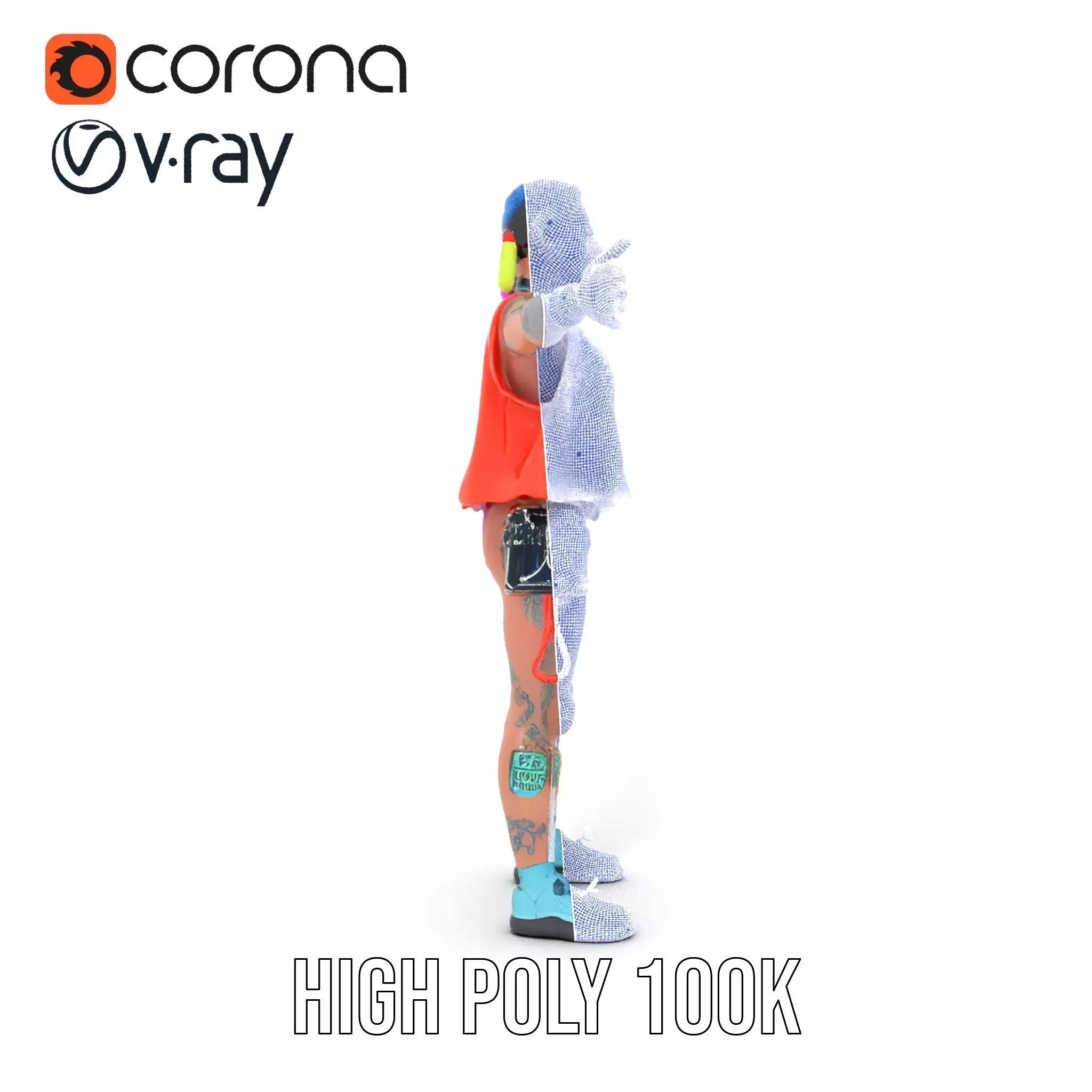 Vibrant Cyberpunk Character model pack Low-poly 3D model_29