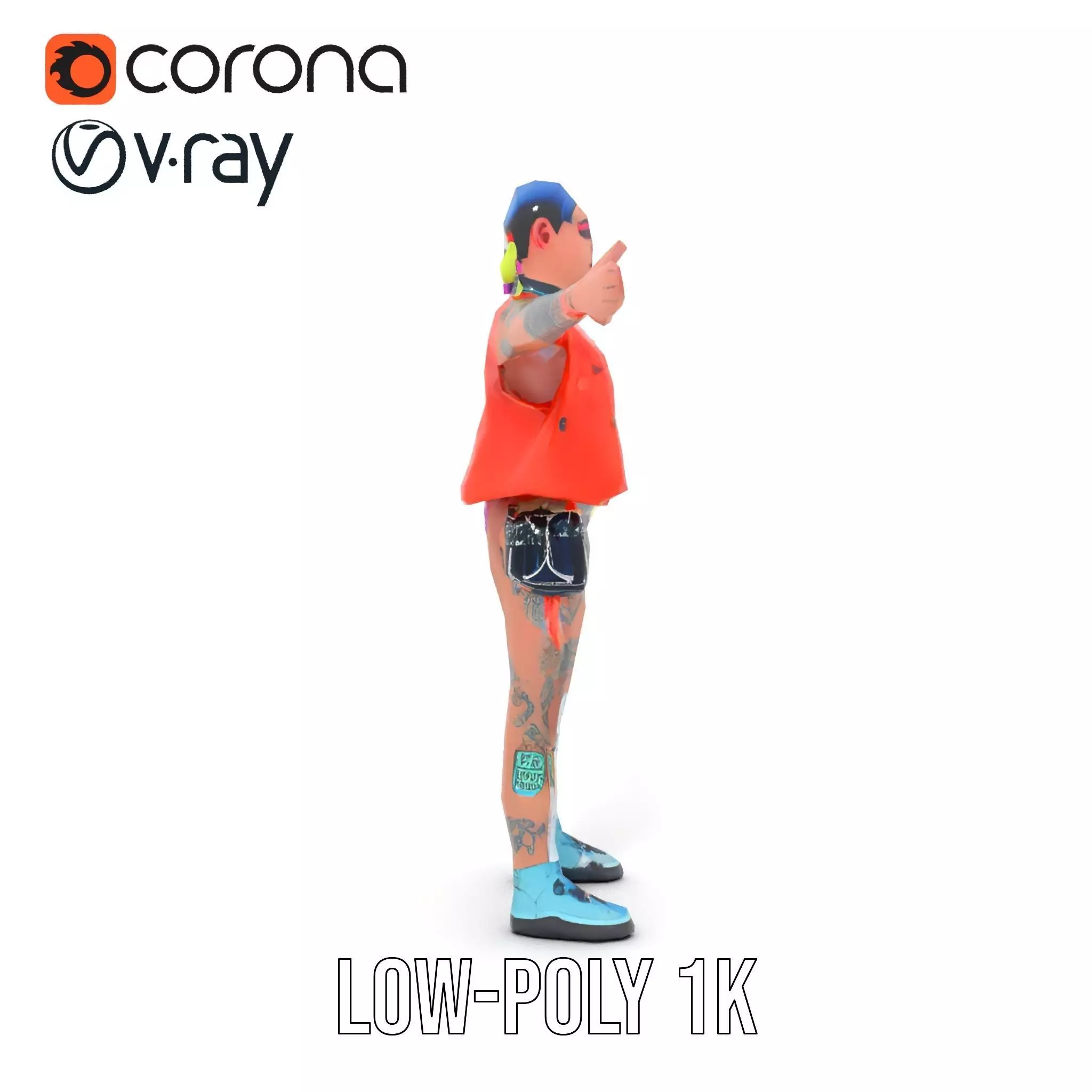 Vibrant Cyberpunk Character model pack Low-poly 3D model_16